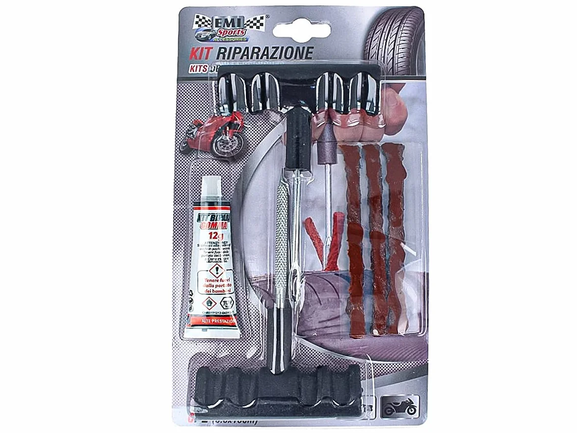 Kit Riparazione Gomme Moto Auto Bicicletta 6 PCS, Attrezzi Riparazione Pneumatici