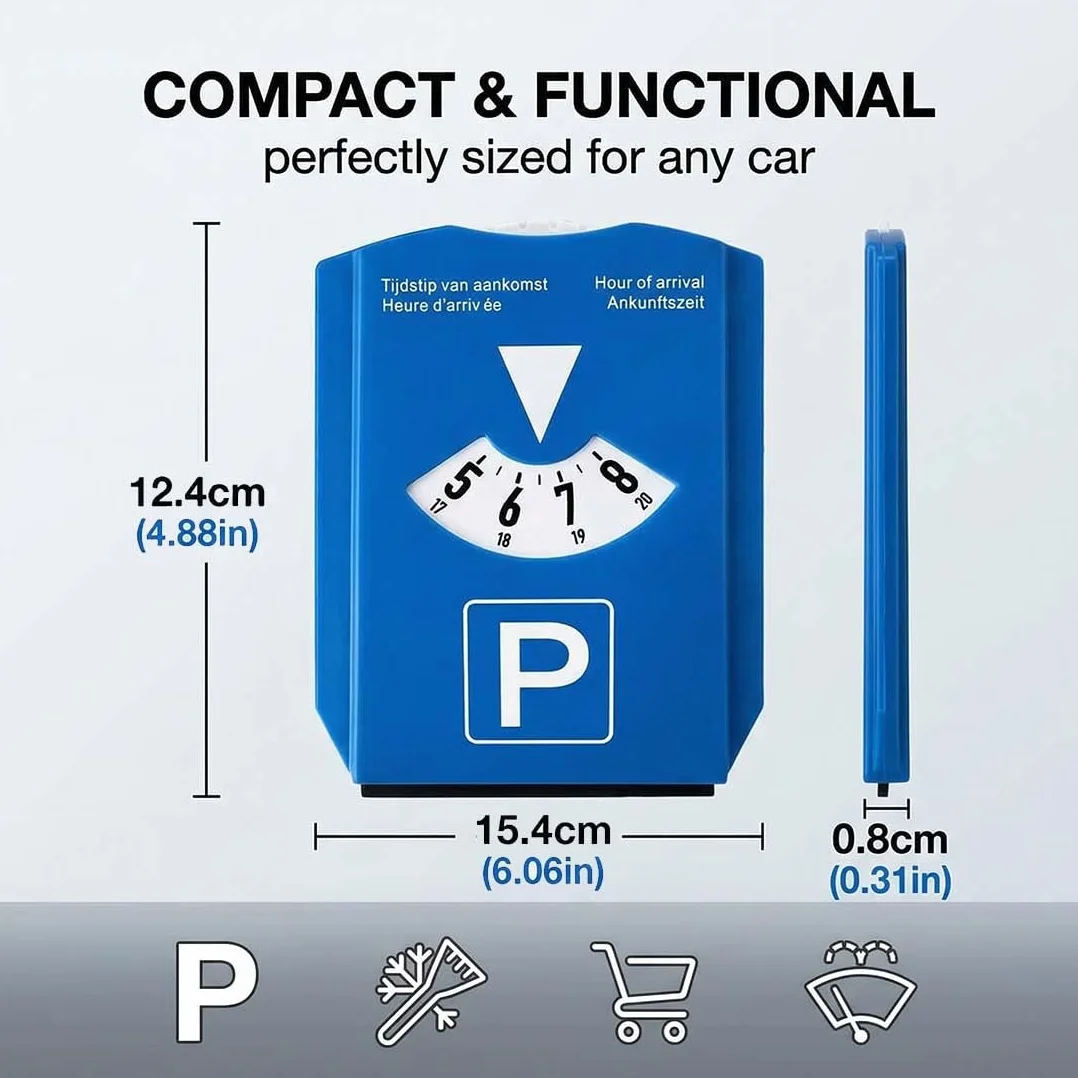 Disco Orario Parcheggio 2 Pezzi Raschietto Ghiaccio Auto Moto Blu 15.4x12.4x0.8 Cm