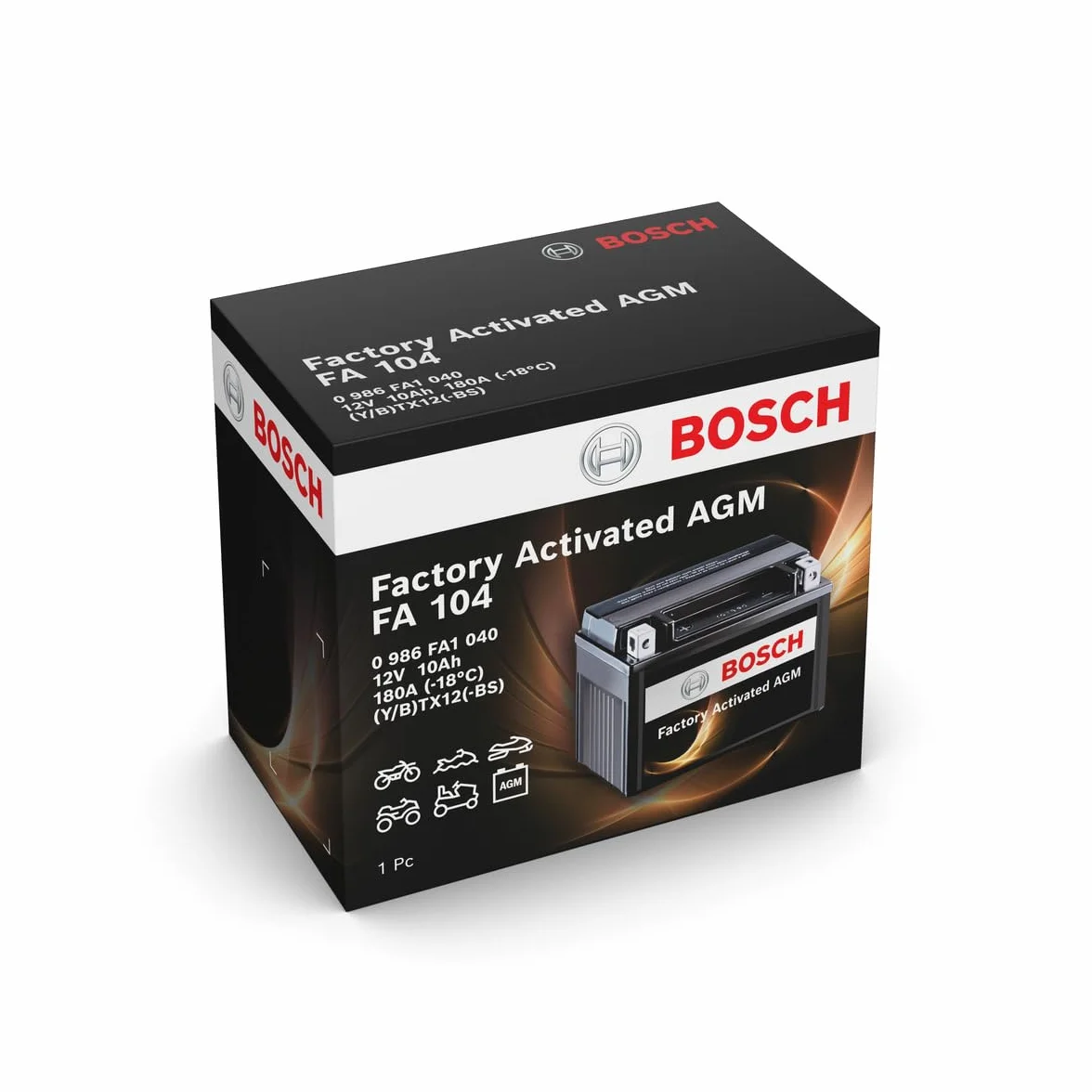 Bosch Batteria AGM Motocicli 12V 180A 10Ah Compatibile M6014 BTX12-BS BTX12