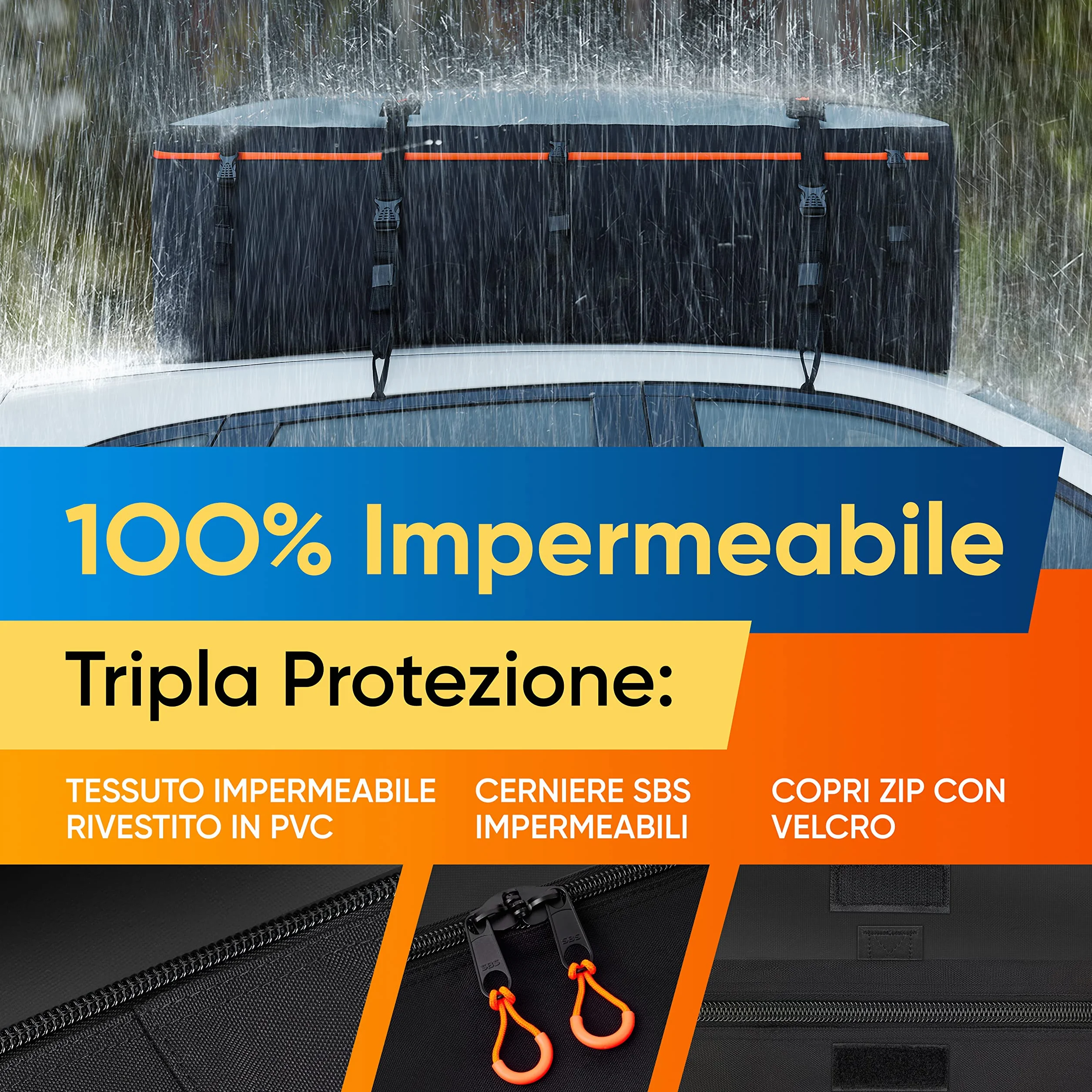 Borsa Da Tetto Per Auto XXL 650L, Universale Per Auto Con Tetto, Box Morbido 100% Impermeabile Con Protezione Uv, Molto Resistente E Sicuro Per Auto Con O Senza Portapacchi