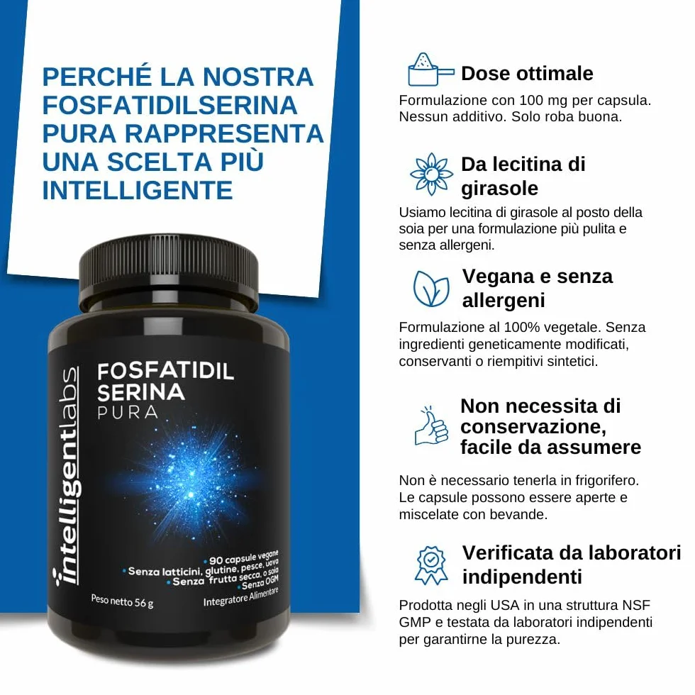 Intelligent Labs fosfatidilserina pura 100 mg 90 compresse vegetali