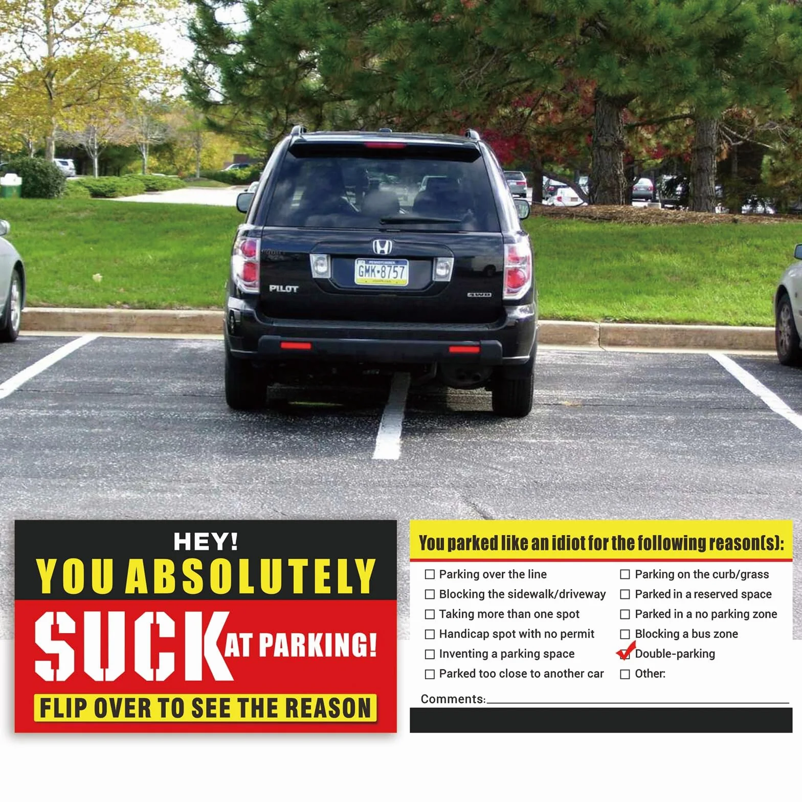 Bad Parking Cards 100 pezzi "You Absolutely Suck At Parking" biglietti divertenti violazioni parcheggio 8,9 x 5,1 cm