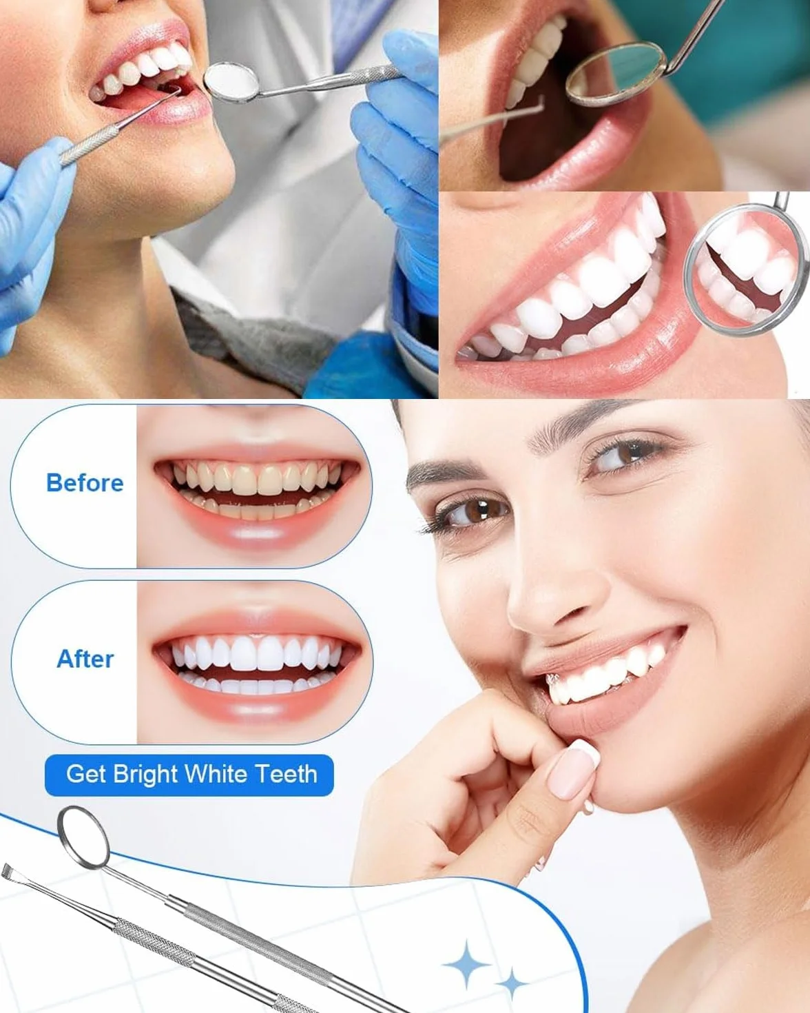 Ablatore tartaro ultrasuoni kit pulizia denti 6PCS