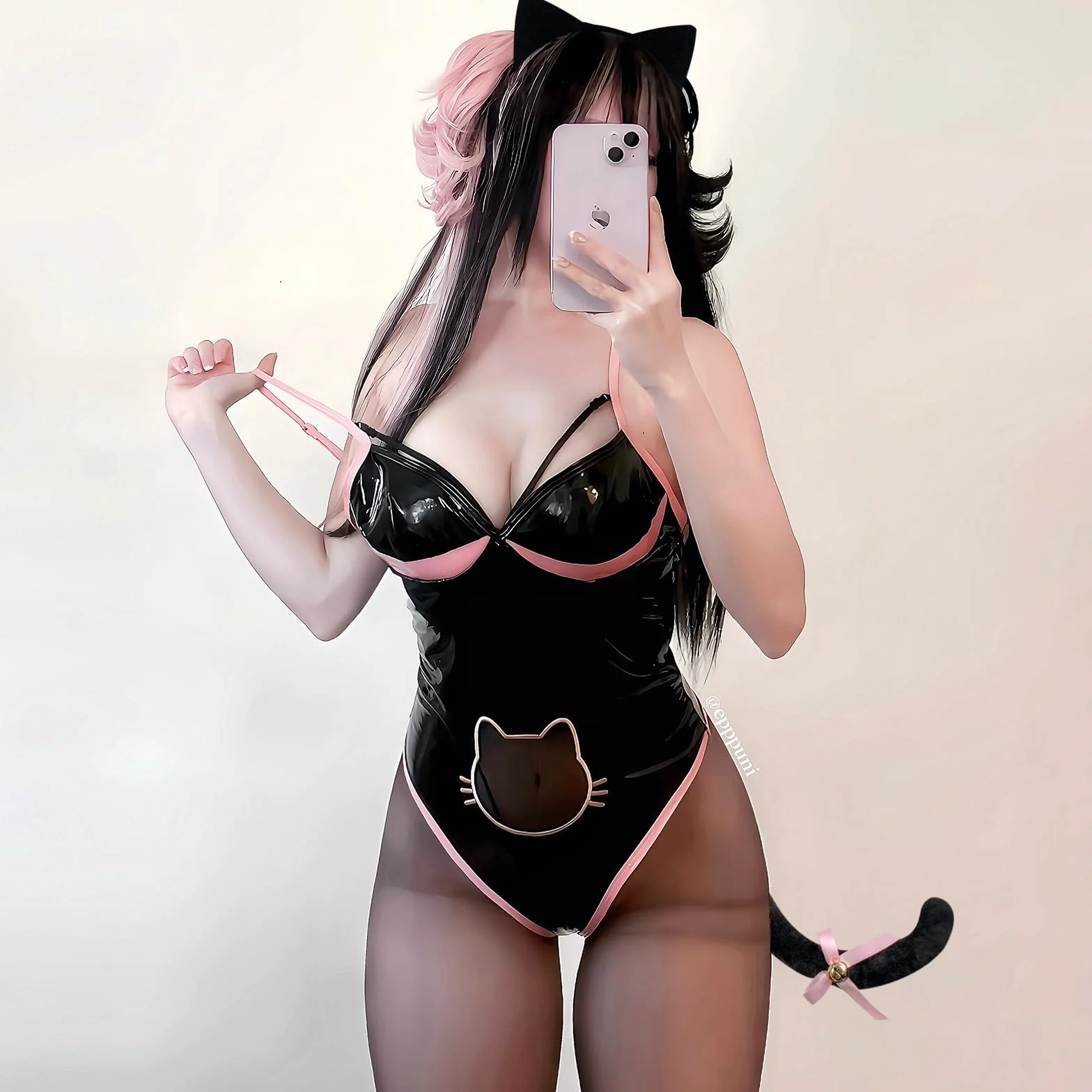 KORURACLUB Body Sexy per Gatti Cosplay Donne Halloween Lingerie Nero L