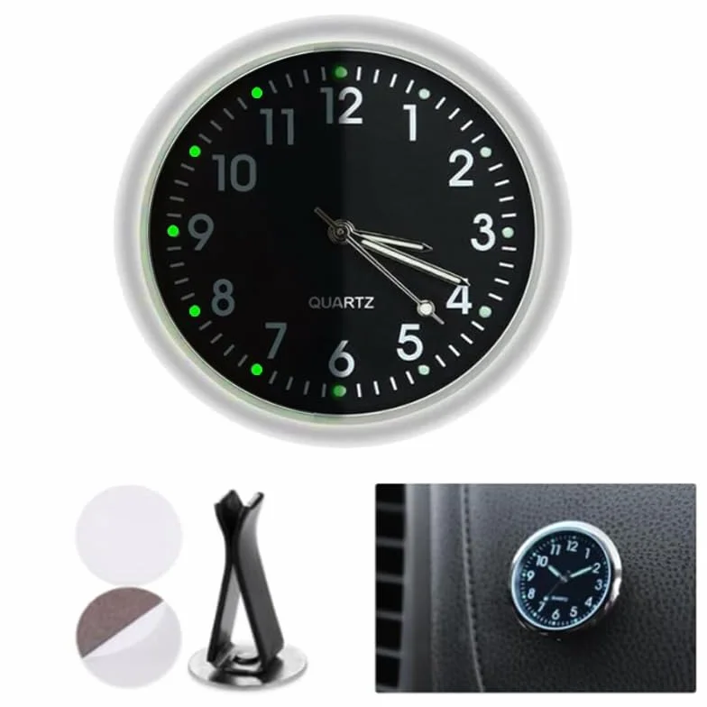 HhBdy Orologio per Auto Cruscotto Quarzo Orologio da Auto Luminoso Orologio per Decorazione D'interni per Auto Orologio Universale per Auto Universale per Qualsiasi Auto (con Clip per Presa D'aria)