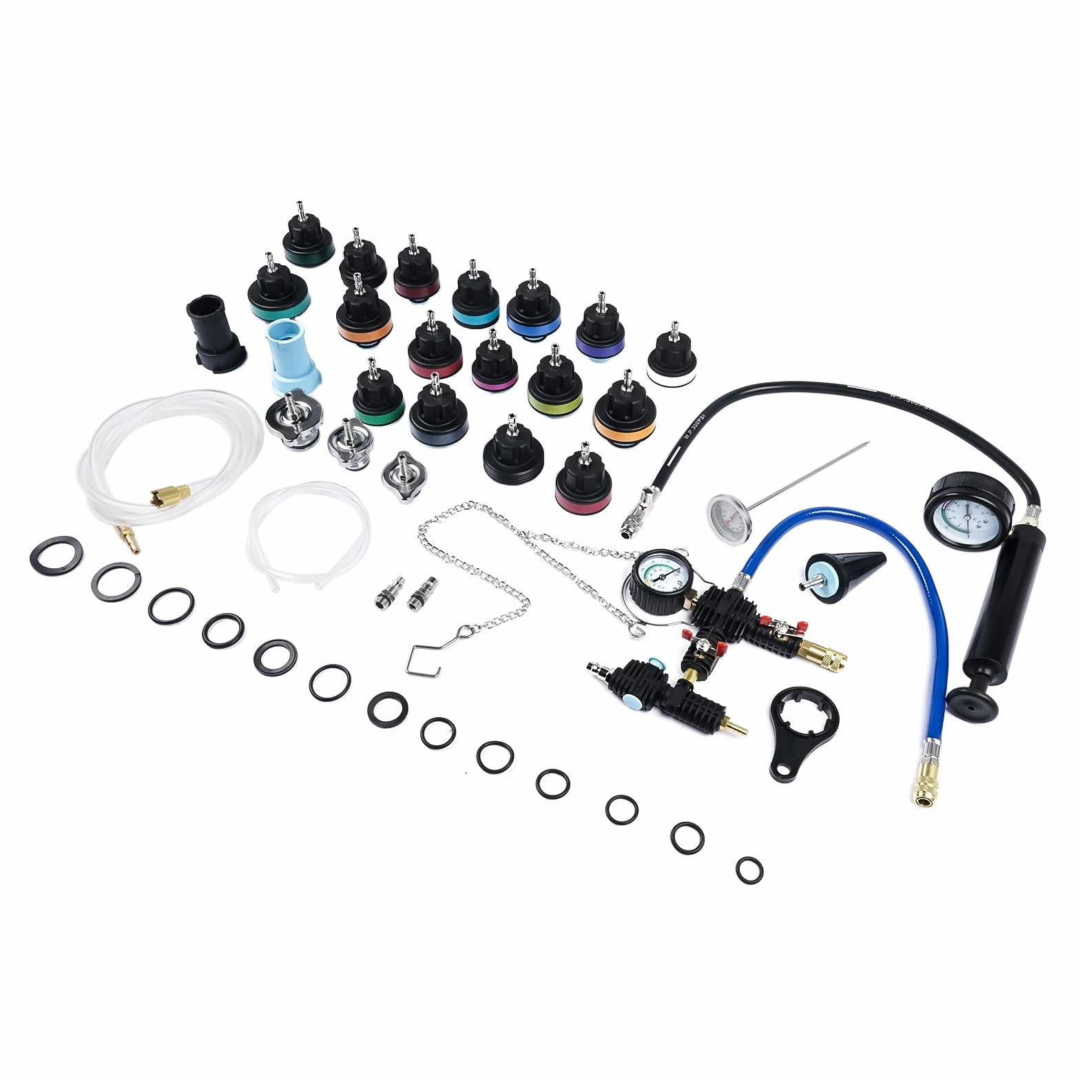 31 Pezzi Universale Radiatore Pressione Tester Kit per Il Test del Sistema di Raffreddamento del radiatore Pressione per Auto, Strumento ad Aria compressa per Auto, Blu