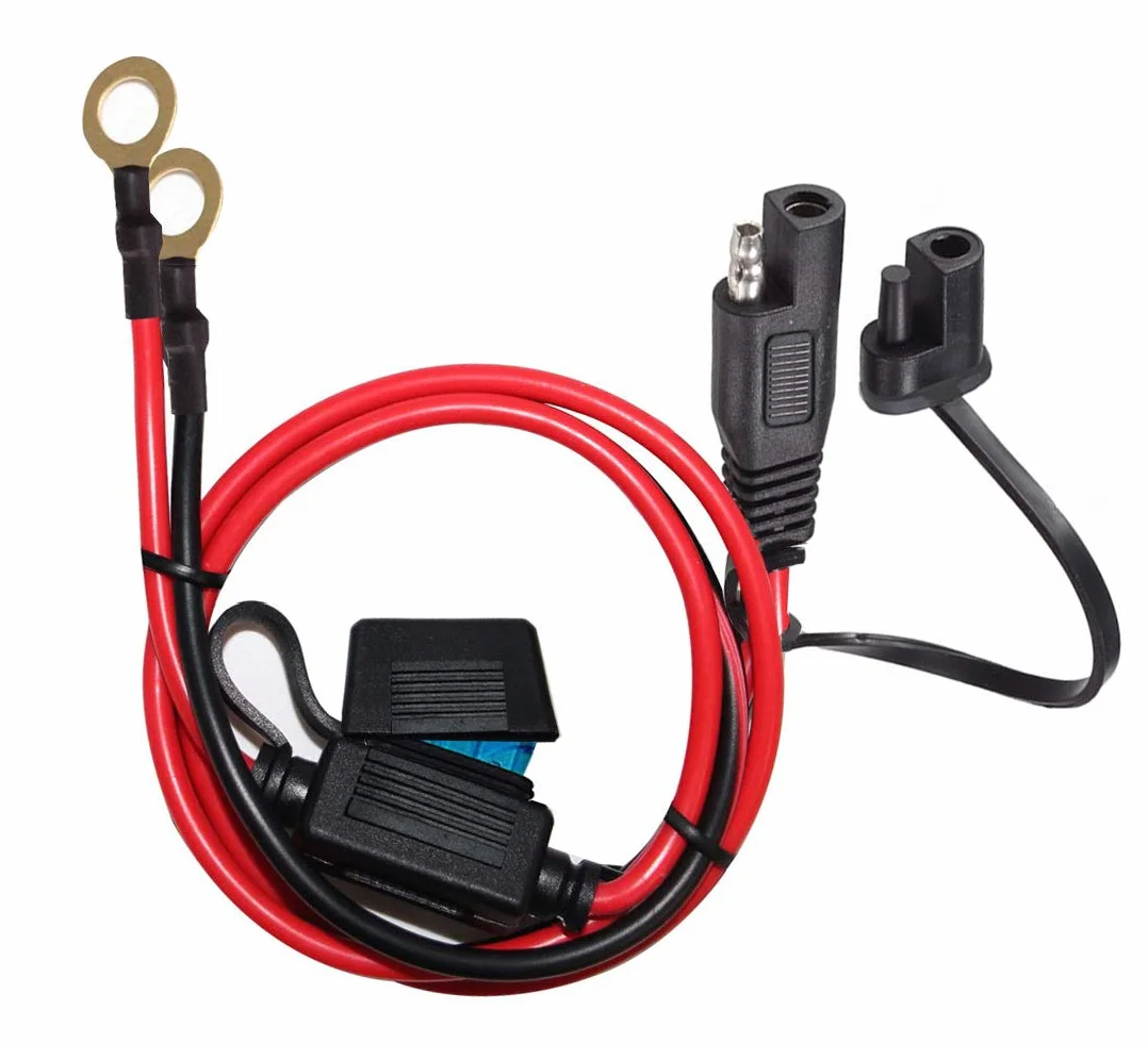 SAE to O Ring Cablaggio Terminale con Fusibile 15A, Cavo Prolunga Batteria 2FT 10AWG per Moto Auto