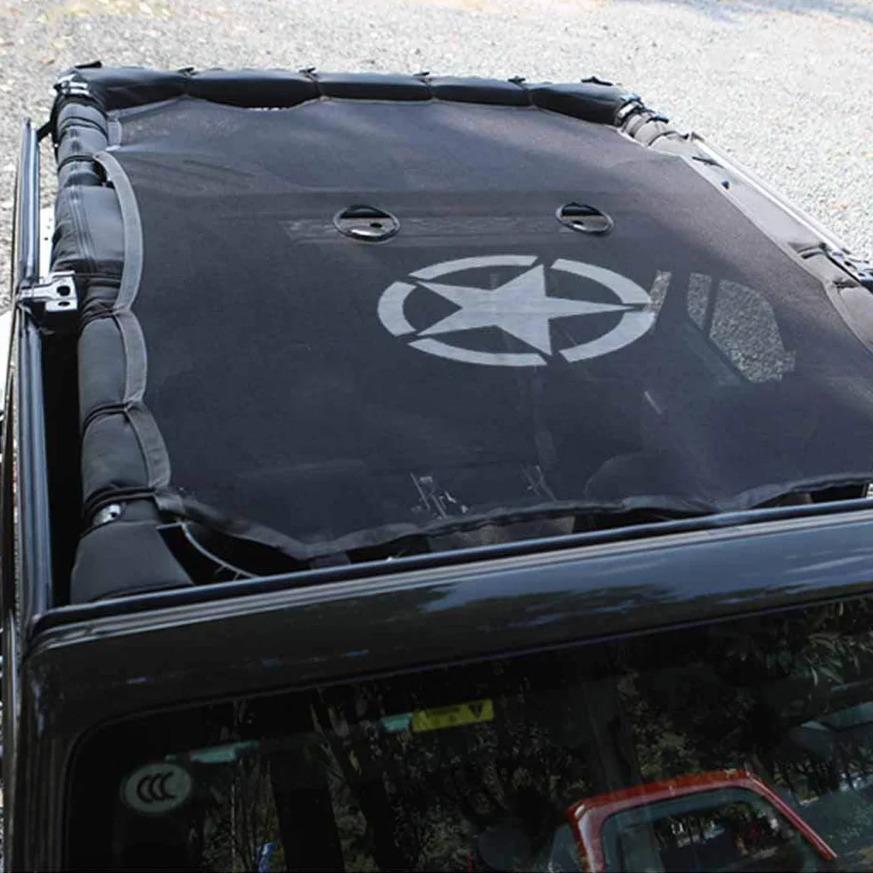 Osłona przeciwsłoneczna Bikini 5 Gwiazd z kieszeniami do Jeep Wrangler JK TJ YJ JL 1987-2018 4-drzwiowy Sahara Rubicon Unlimited Sport