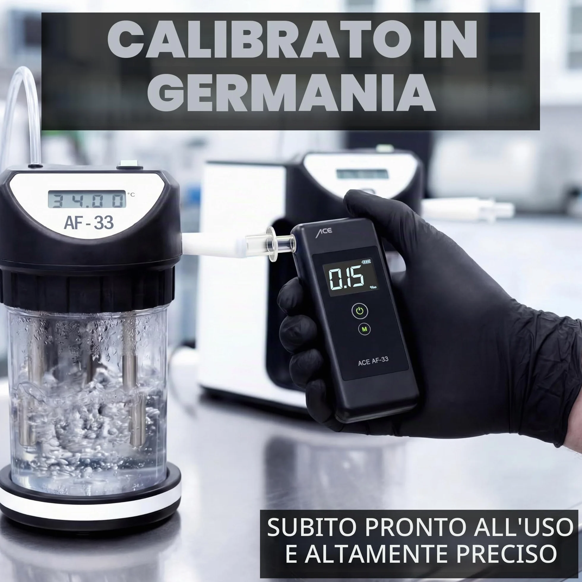 Etilometro ACE AF-33 test alcolimetrico 1,1 accuratezza 95,8% TU Vienna