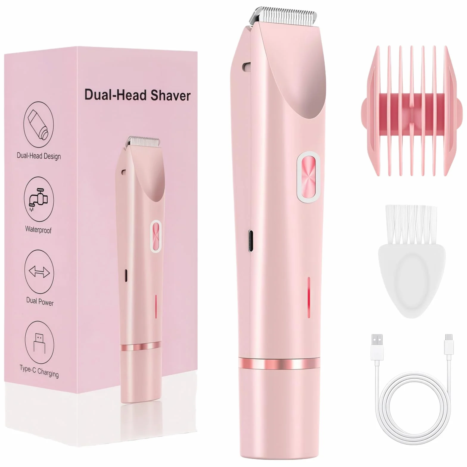Glorya Rasoio Elettrico Donna 2 in 1 IPX7 Lame in Ceramica Ricaricabile Trimmer Bikini
