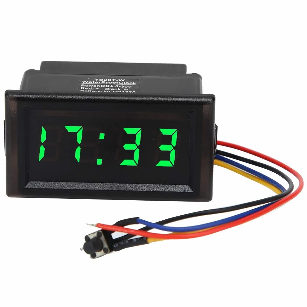 KIMISS DC4.5-30V Display digitale a LED con orologio elettronico per auto antipolvere impermeabile(verde)