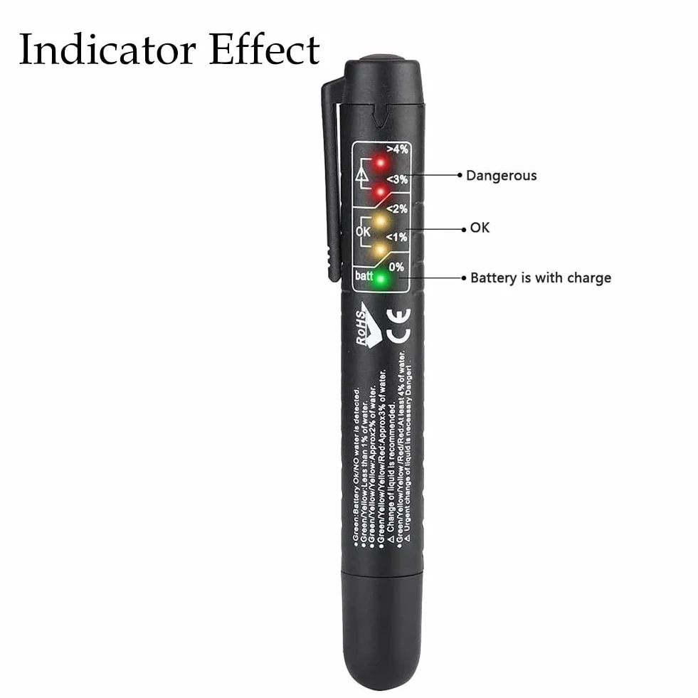 Test Fluido Freni,Brake Fluid Tester,Tester Liquido,Tester Liquido Freni,Fluido Freno Test,Tester Olio Freni,Penna Tester Liquido Freni,5 LED Indicatore,Strumento Test per Auto per DOT3,DOT4,DOT5