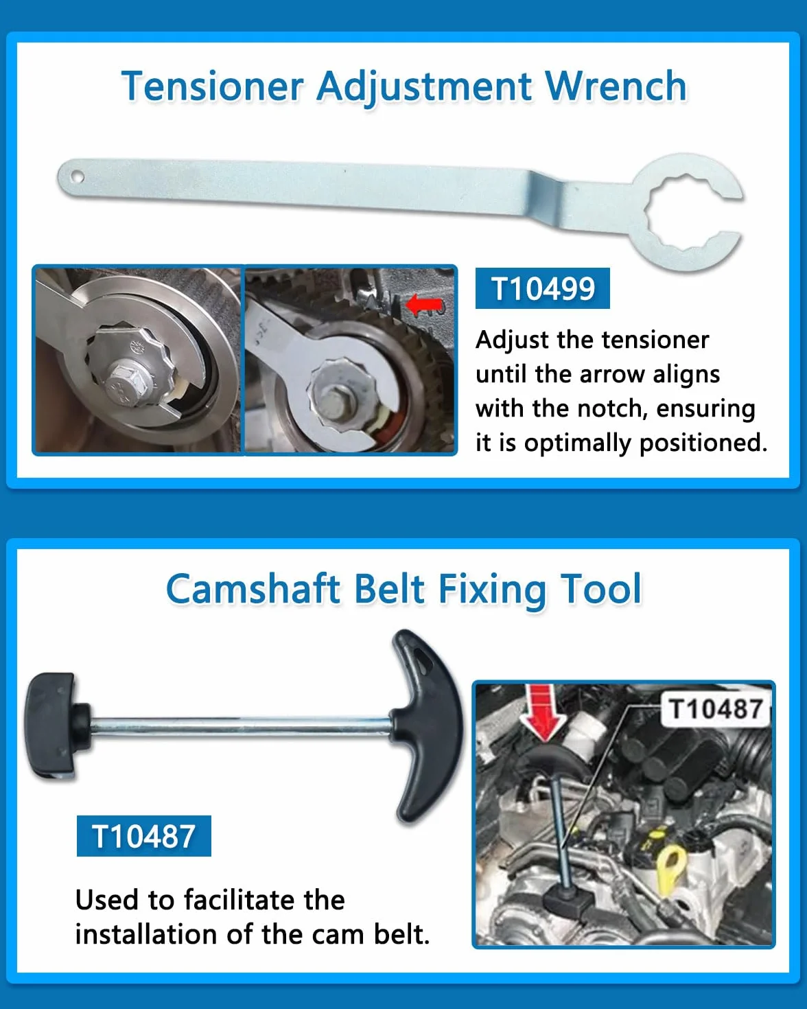 DPTOOL Set 8 strumenti regolazione distribuzione albero camme motore VAG EA211 1.0L 1.2L 1.4L 1.6L FSI TSI TFSI benzina VW Audi A3