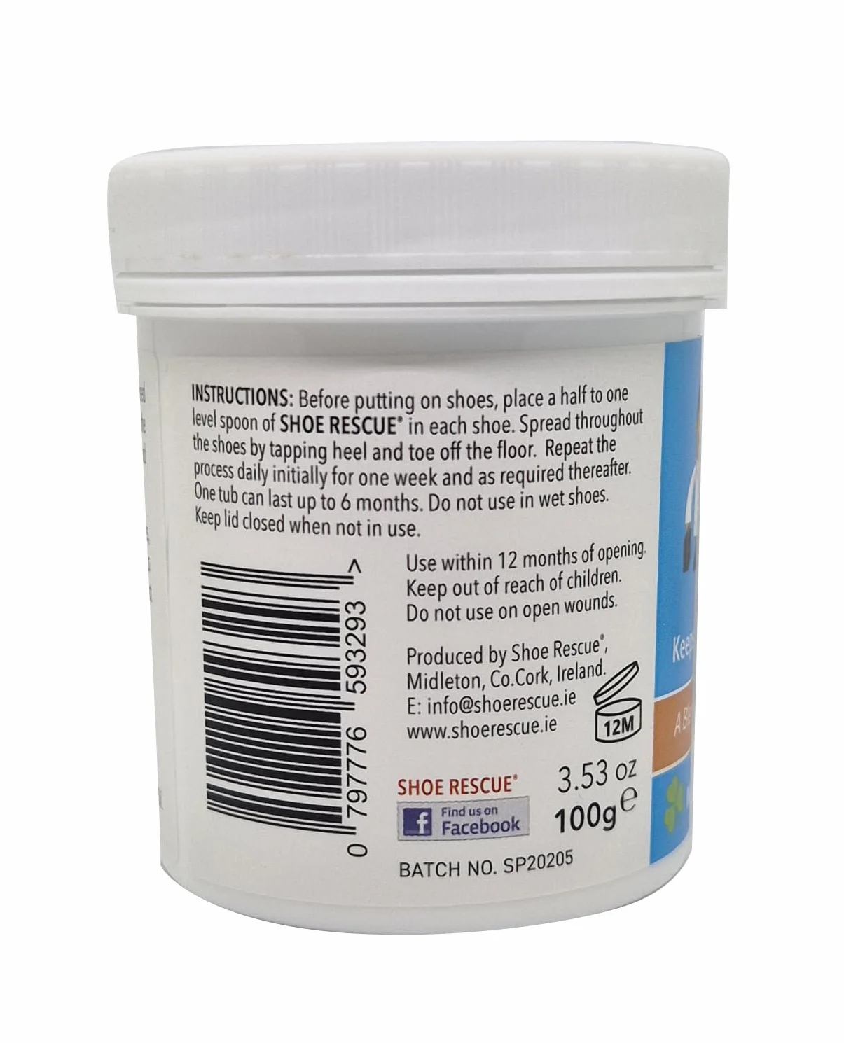 Shoe Rescue Polvere per scarpe 100g Elimina l'odore Deodorante naturale podologo
