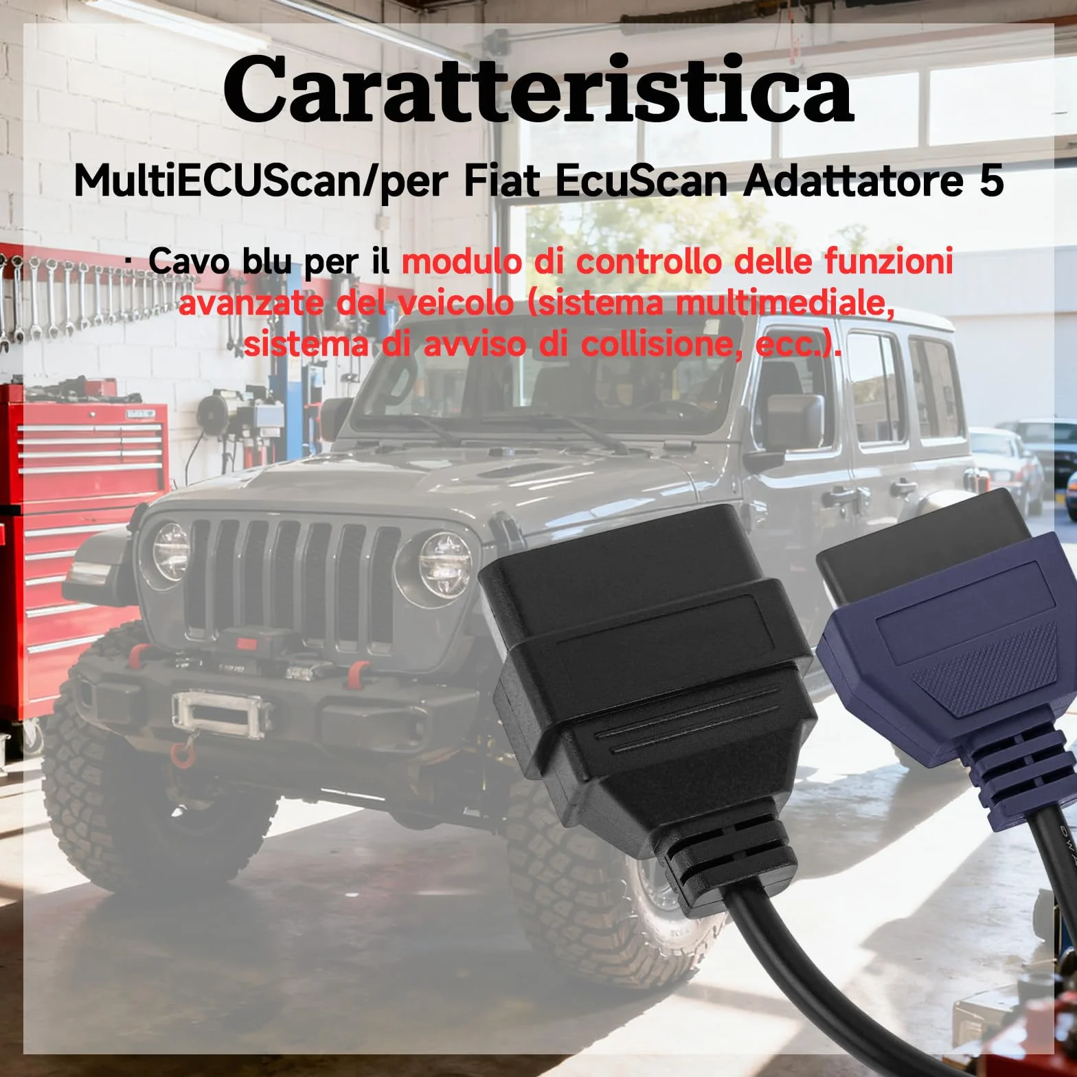 Adattatore OBD2 MultiECUScan A5 compatibile Fiat Jeep Chrysler Dodge Lancia cavo diagnostico Fiatecuscan Blu