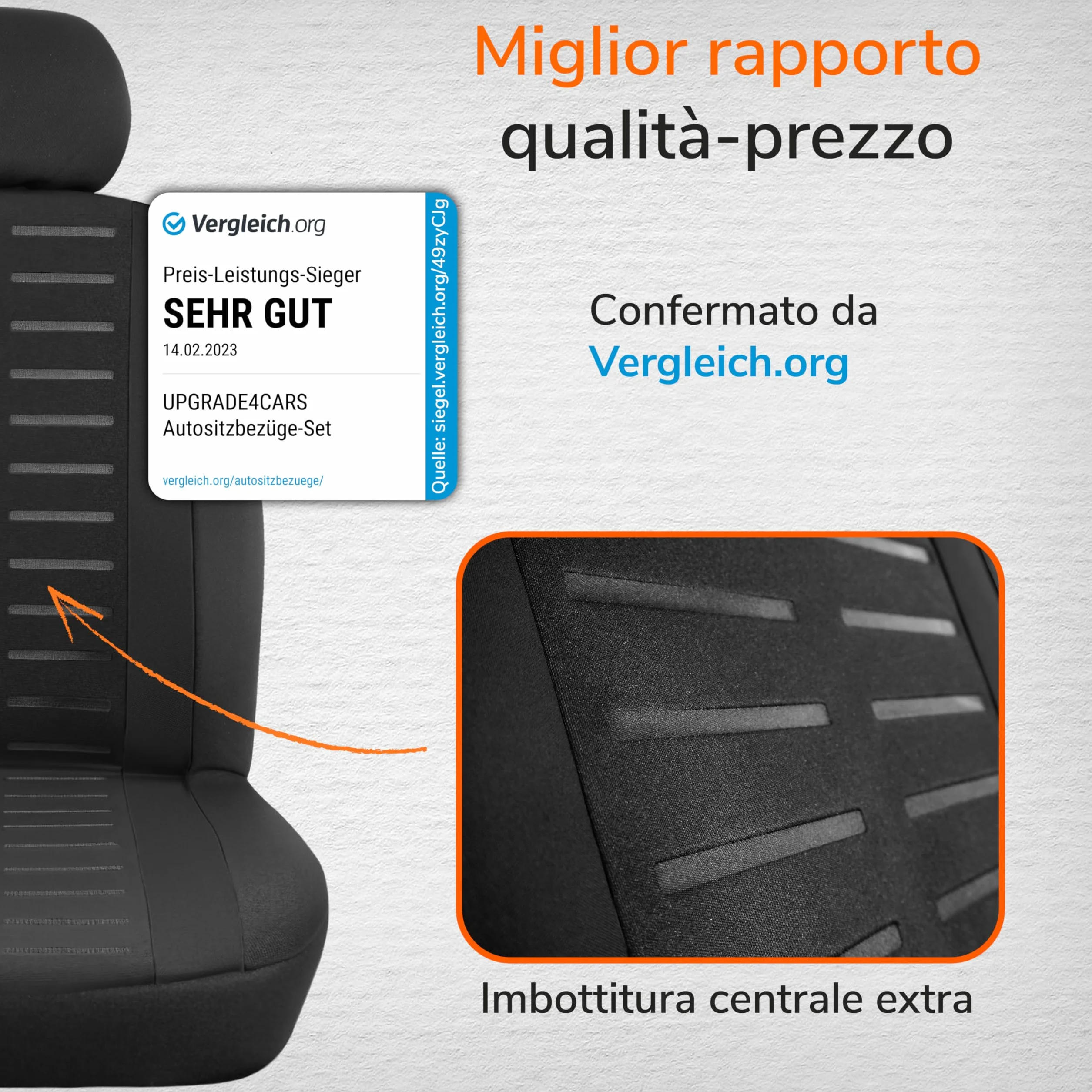Coprisedili Anteriore Upgrade4cars Set 2026 | Coperture Universali in Nero per Auto