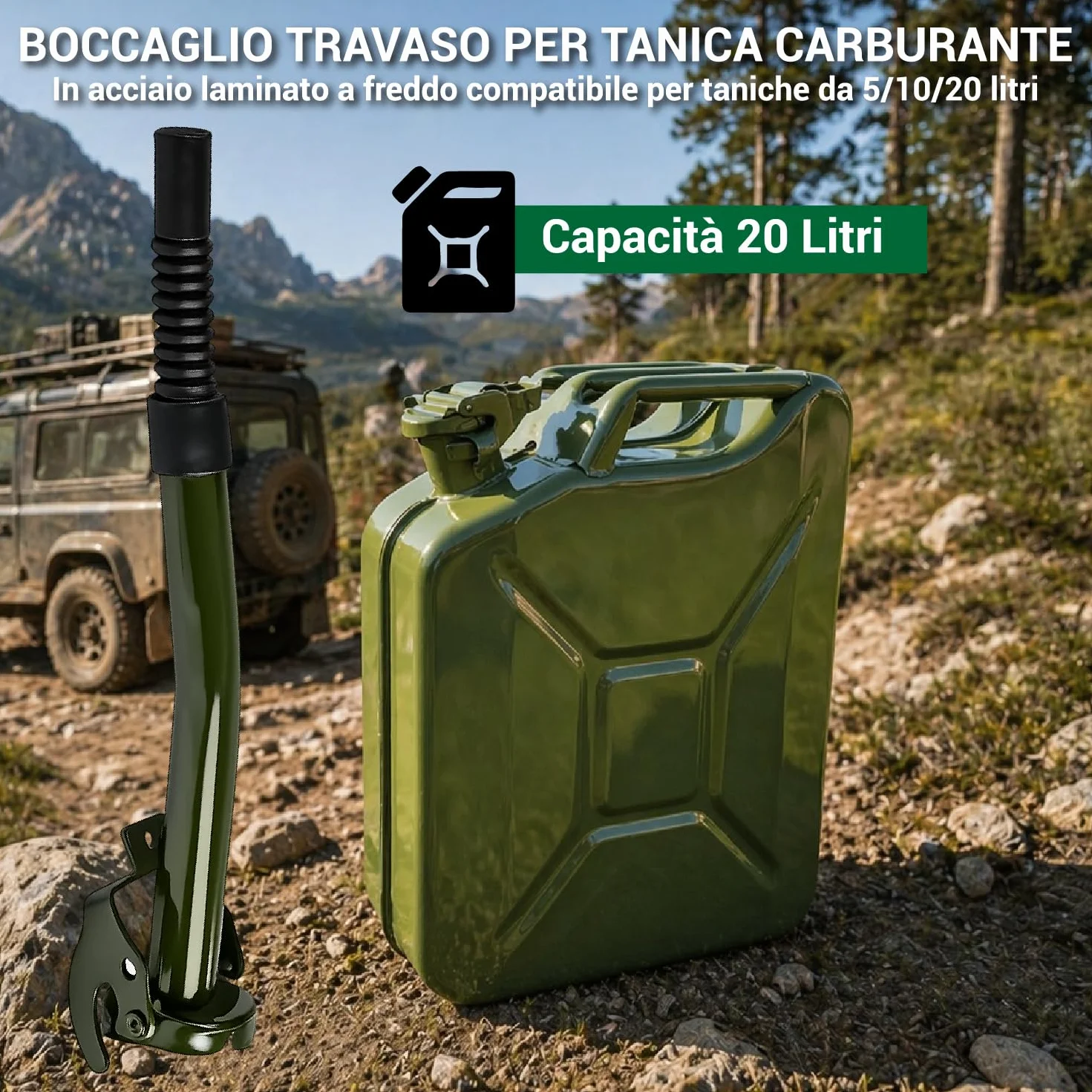 Crisalide Tanica Carburante Acciaio 20L Omologata Benzina Gasolio Antiruggine Chiusura Ermetica
