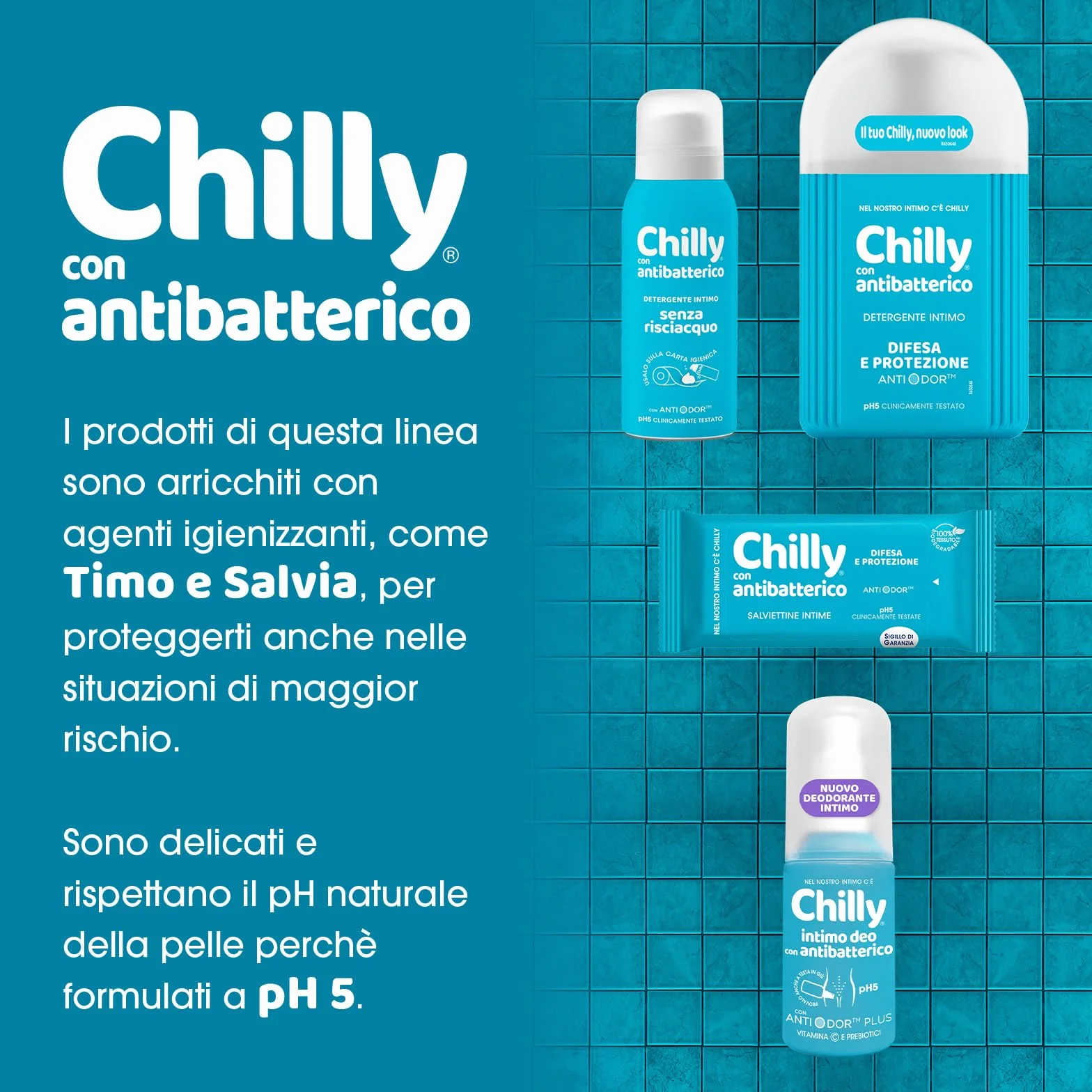 Chilly Detergente Intimo Antibatterico Anti-Odor pH 5 300 ml