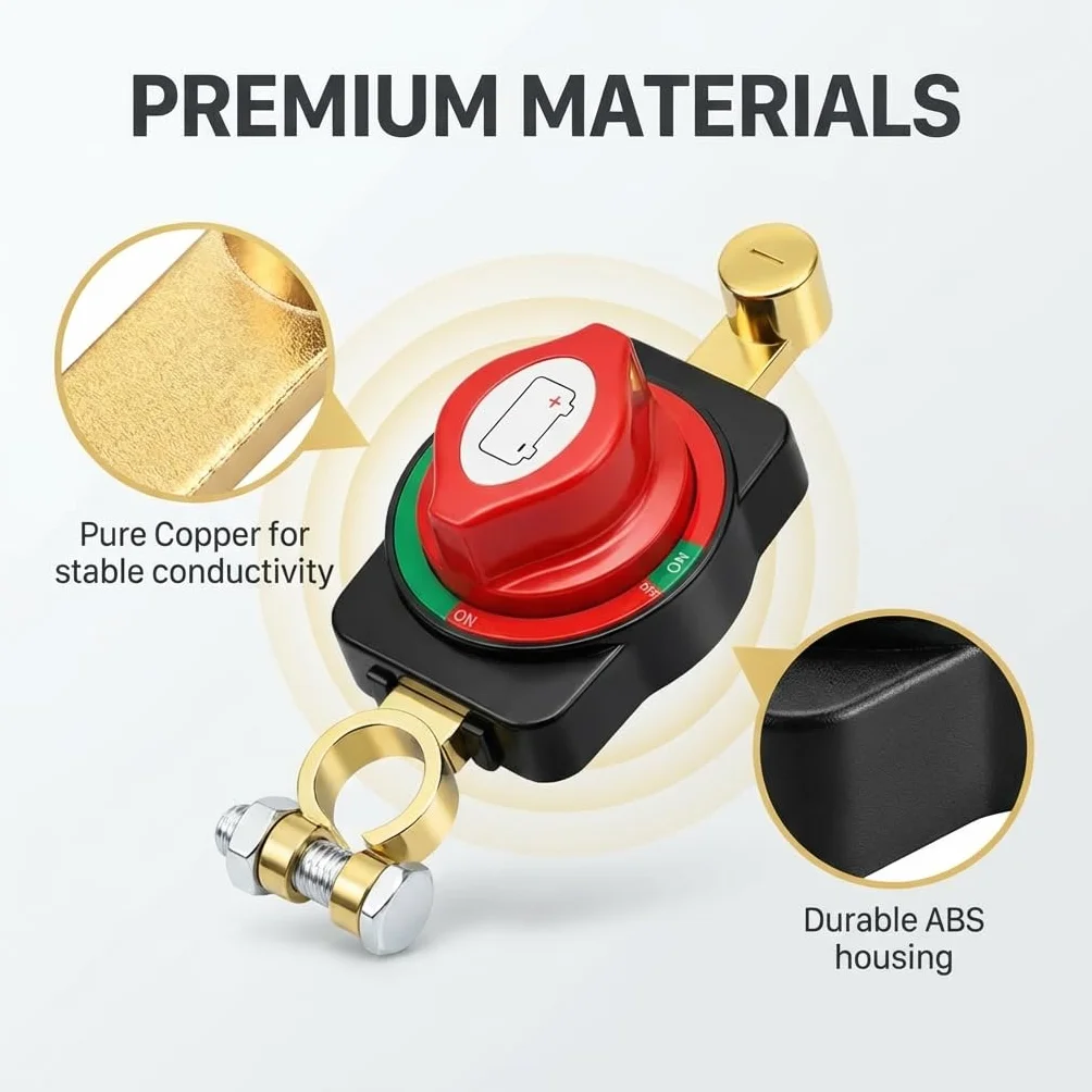 Interruttore Stacca Batteria 12V–48V 300A, Sezionatore Impermeabile per Auto, Camper, Barca, Yacht, Moto, Camion e Caravan, Interruttore Principale Batteria Sicuro e Affidabile