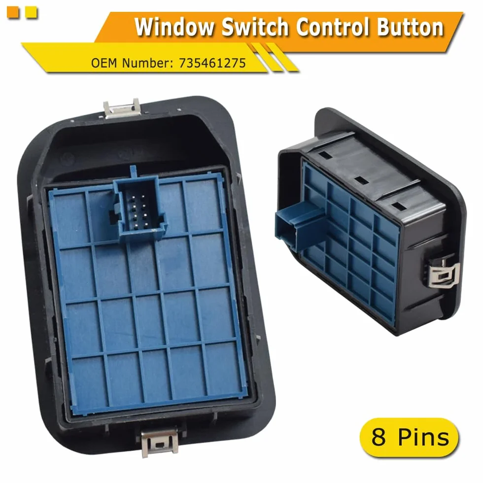 735518655 Interruttore principale degli alzacristalli elettrici anteriore sinistro per Citroen Nemo Peugeot Bipper Fiat Doblo Qubo Fiorino (Nero)