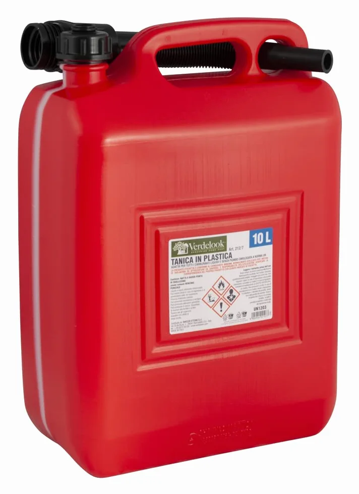 Verdelook Tanica Plastica Rossa Carburante 10 Litri Boccaglio