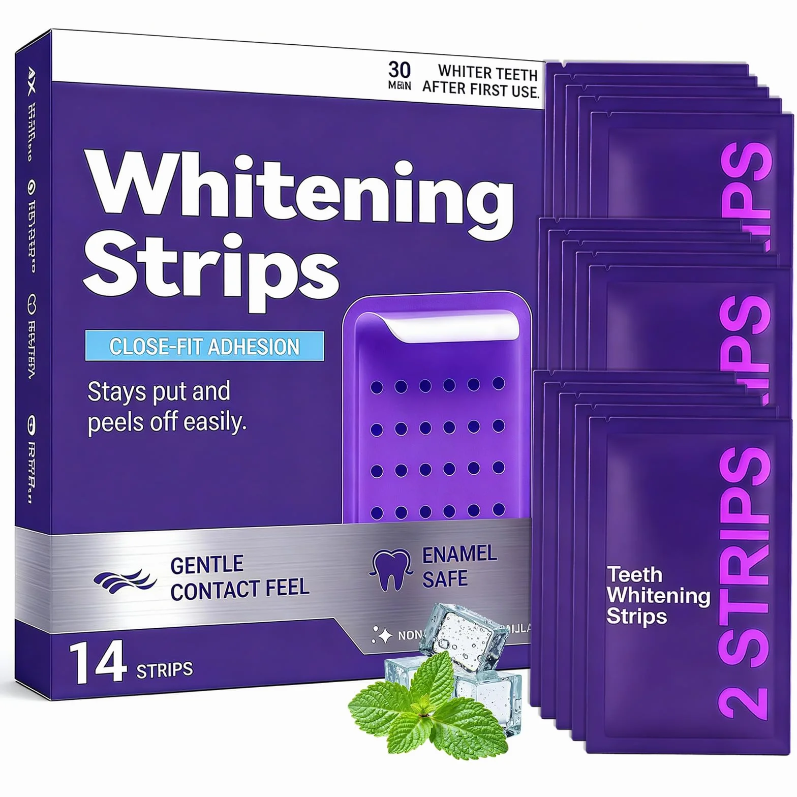 Strisce Sbiancanti Denti Viola 14pcs, Kit Sbiancamento Dentali Professionale, Effetto Rapido