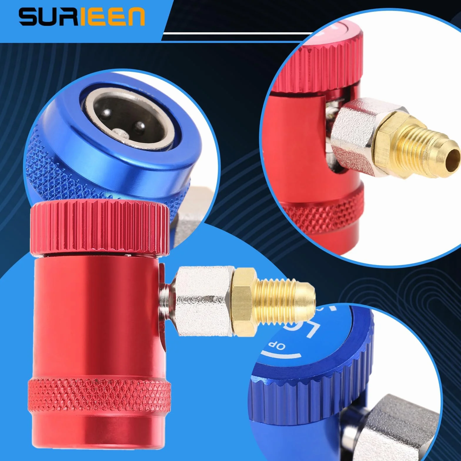 R1234yf Adattatore accoppiatore rapido lato alto/basso 1/4" maschio per refrigeranti A/C Manifold Gauge Set