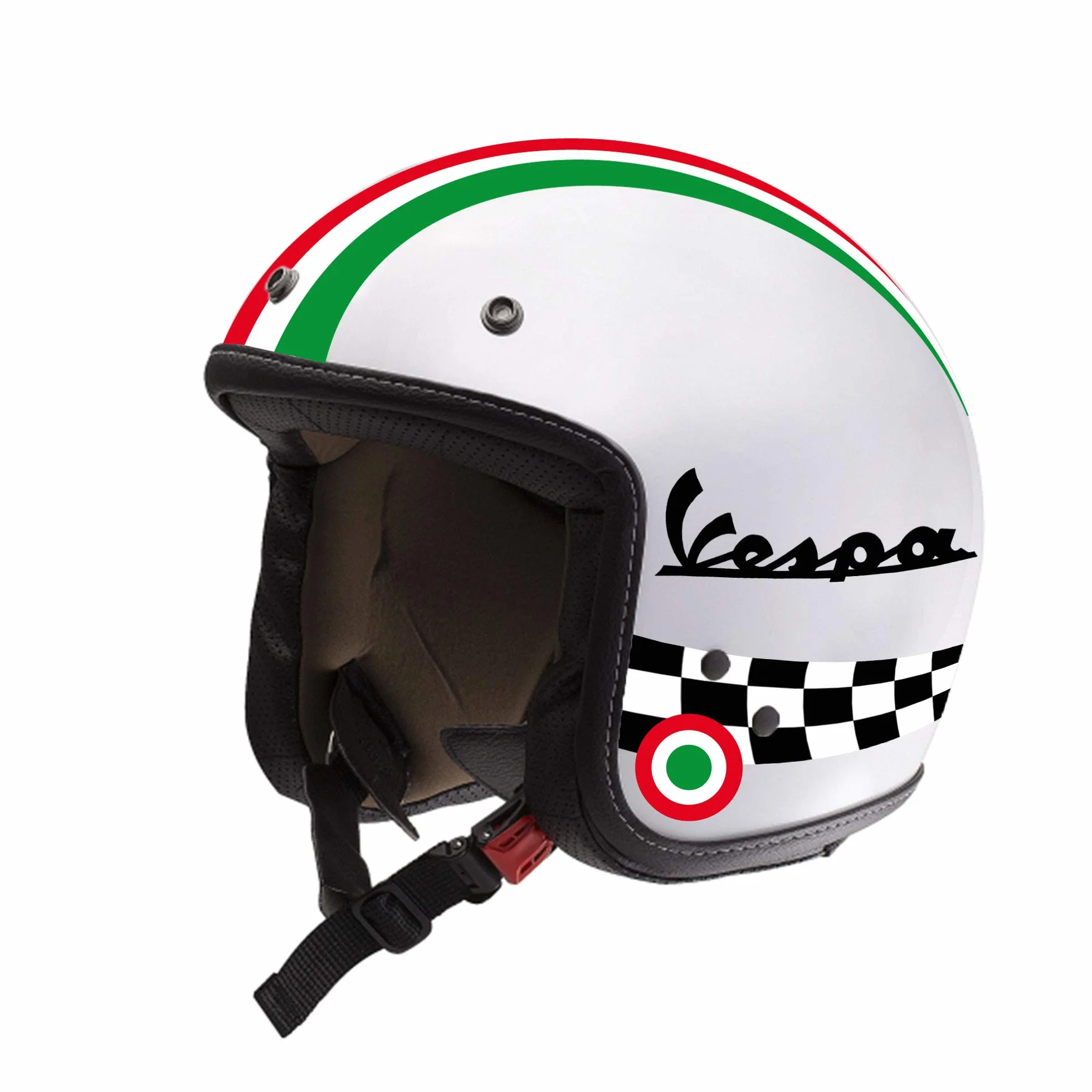 Adesivi per Casco Kit VESPA - Nero - Strisce Italia Bandiera Scacchi Vinile Lucido HD