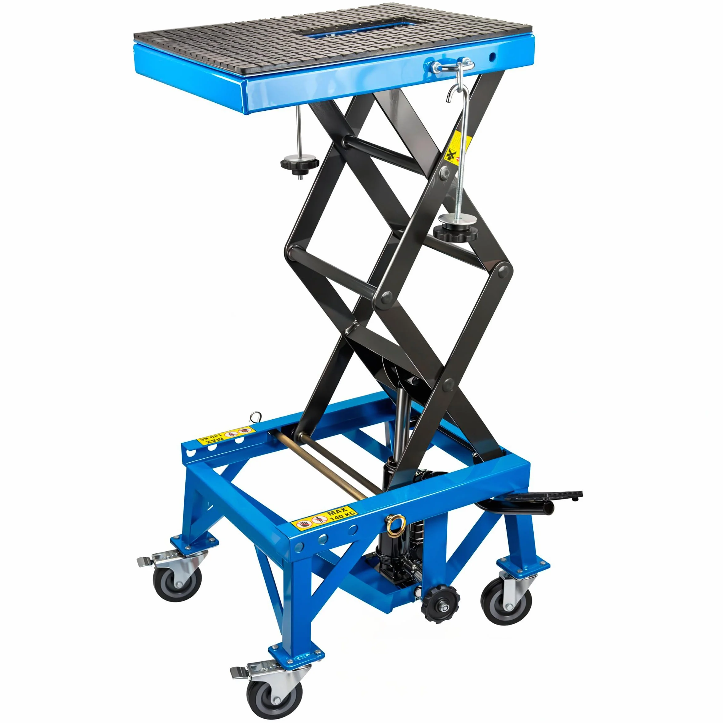 STIX Sollevatore idraulico per moto, 140 kg, con ruote SRM-01, altezza regolabile da 350 a 870 mm, per moto, quad, ATV, tavolo di sollevamento mobile