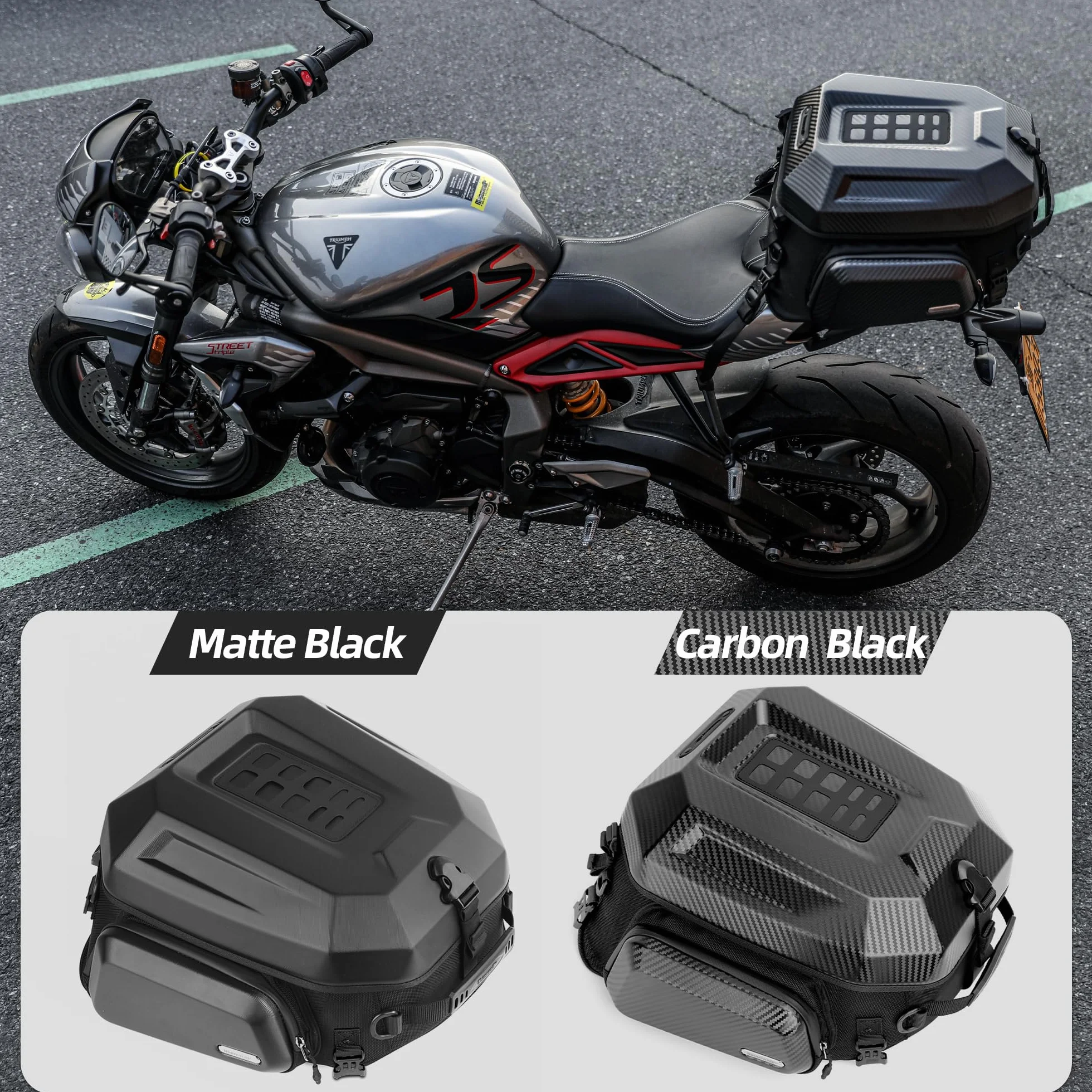Rhinowalk - Borsa da moto per sella posteriore, borsa da viaggio espandibile per casco da moto, 23L-35L, impermeabile per ogni tempo/bagagliaio/portapacchi con cinghie per sissy bar - Nero opaco