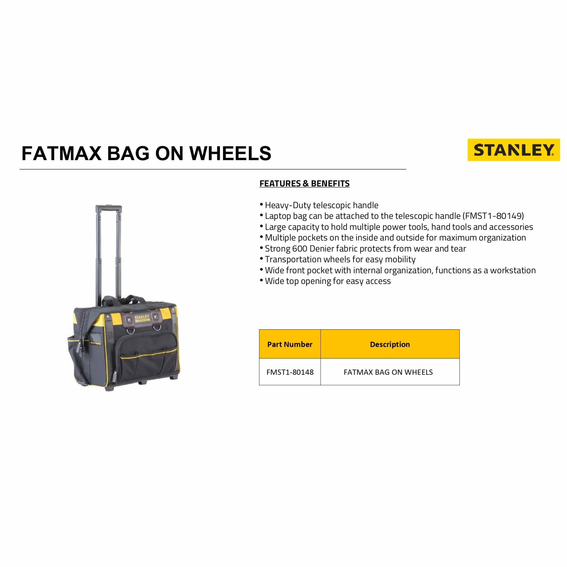 STANLEY FATMAX FMST1-80148 Borsa porta utensili con ruote 50x36x41cm