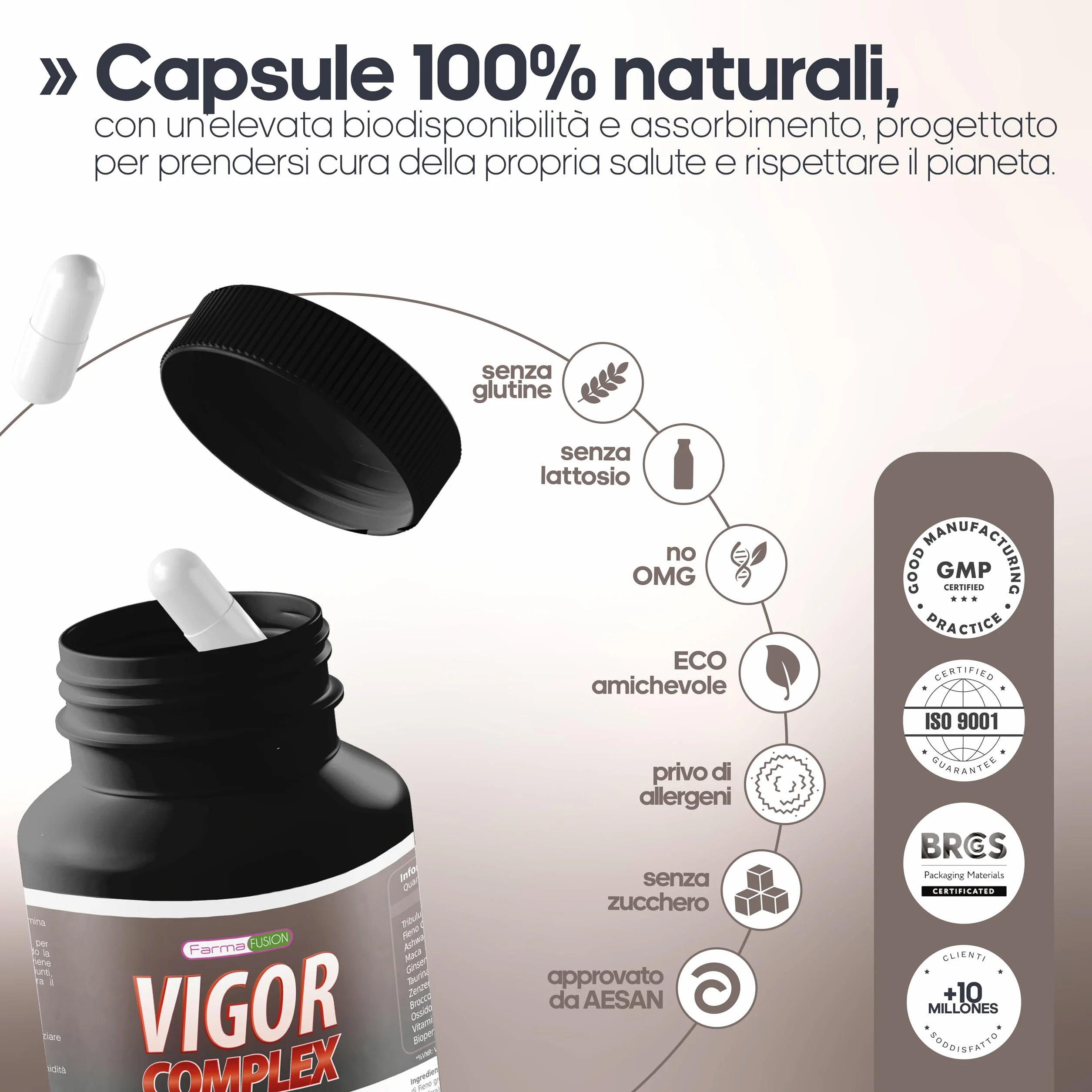 Farma Fusion Integratore Alimentare con Maca, Ginseng, Tribulus e Taurina 120 Capsule