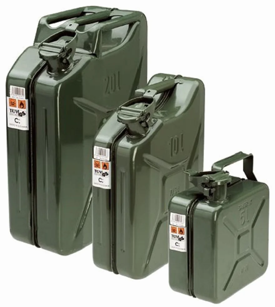 TANICA IN METALLO TIPO MILITARE OMOLOGATA PER BENZINA O DIESEL ANTISCOPPIO 20 LITRI FERVI 0189/20C