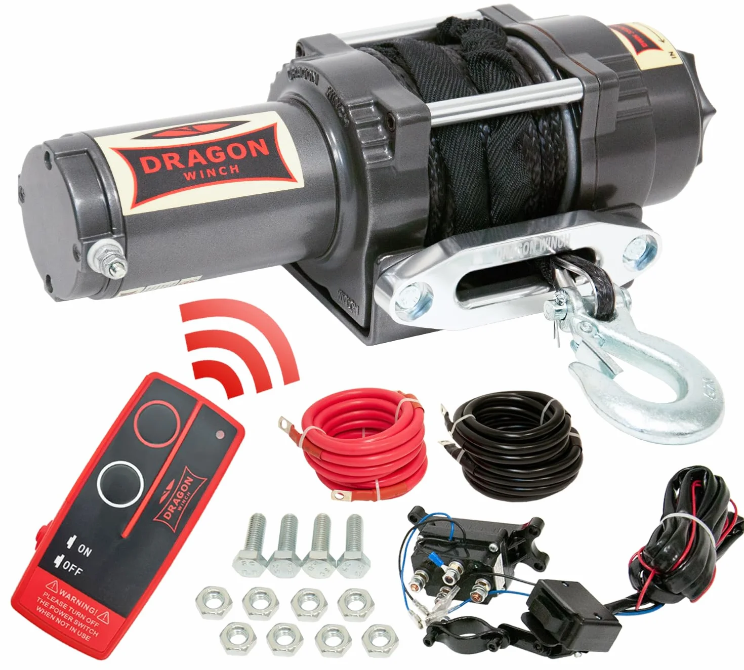 Verricello Elettrico Highlander 12V 4500 lbs 2041 kg Cavo Sintetico 15m impermeabile Telecomando Senza Fili per Off-road Quad ATV UTV