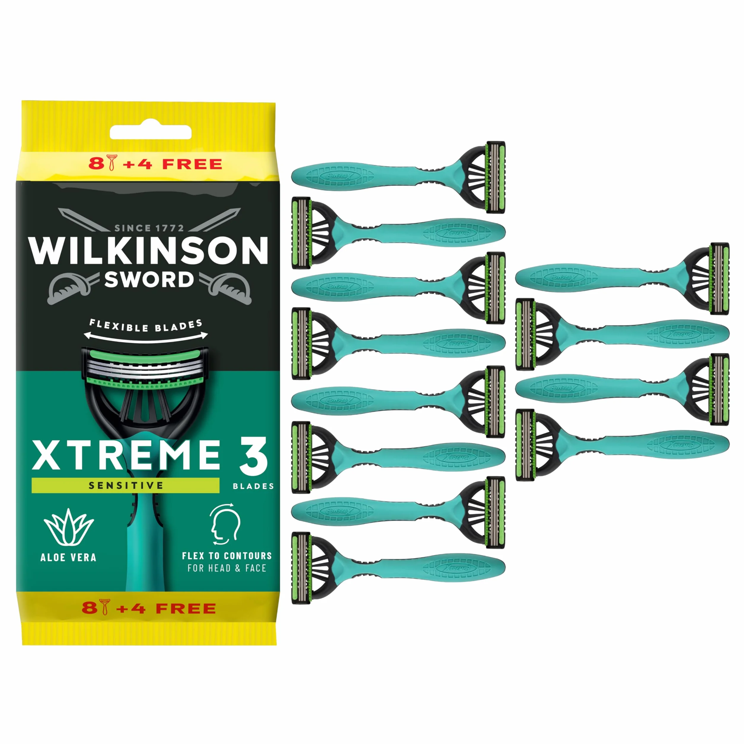 Wilkinson Sword Xtreme 3 Sensitive 8+4 rasoi usa e getta da uomo