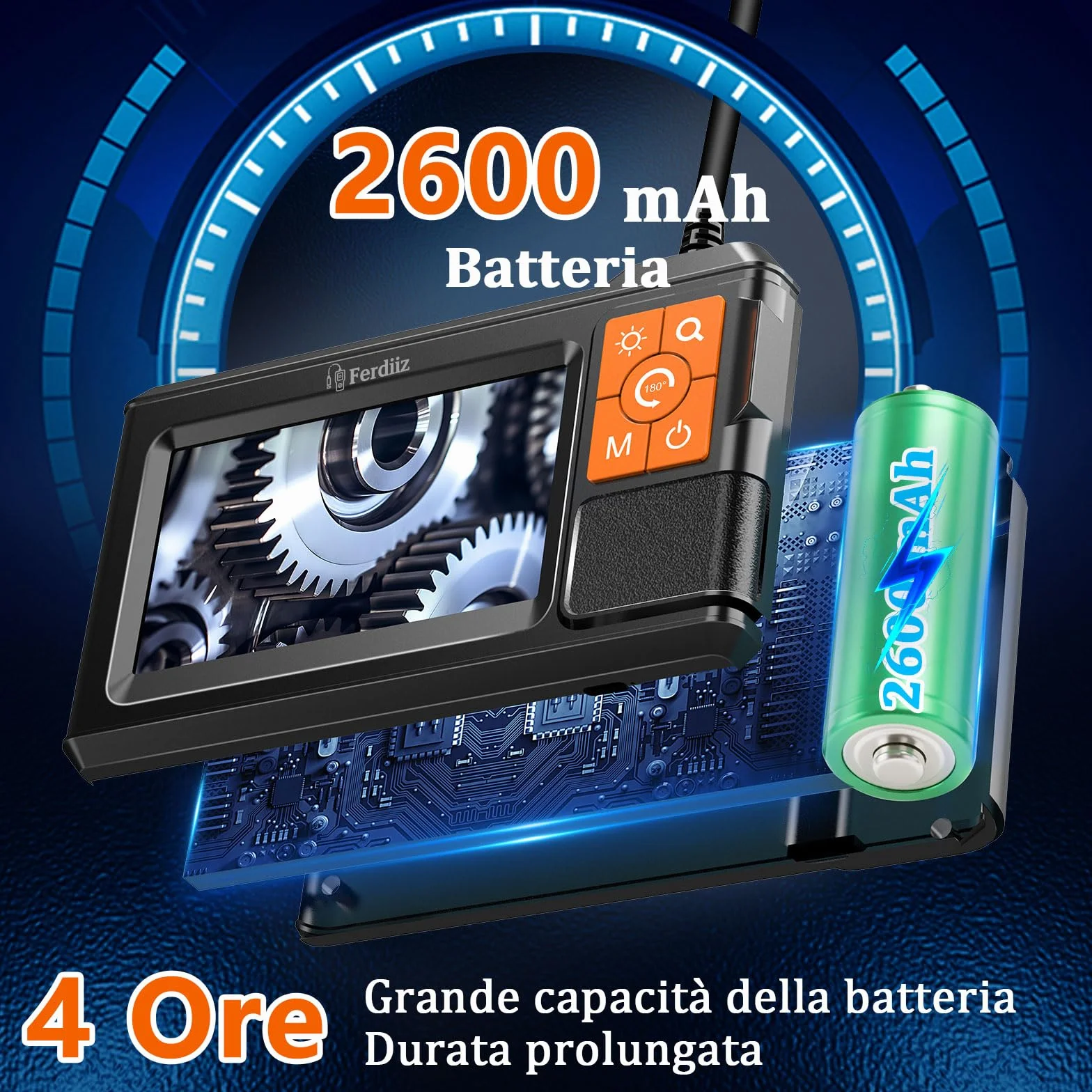 Endoscopio Industriale HD 1920P Telecamera Endoscopica IPS 4,3" IP67 Cavo Semirigido 10M