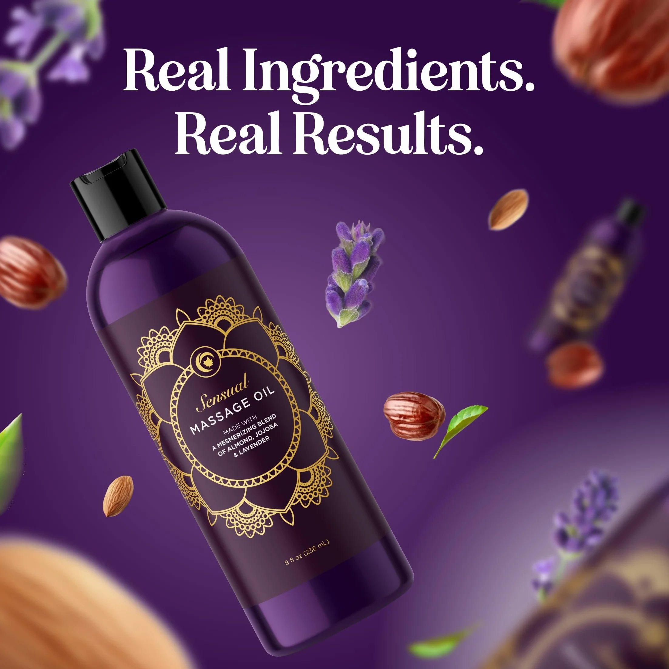 Maple Holistics Puro Olio di Lavanda Sensual Massage Oil Rilassante Mandorle & Olio di Jojoba Natural Therapy Ipoallergenico Pelle 100% Made in USA