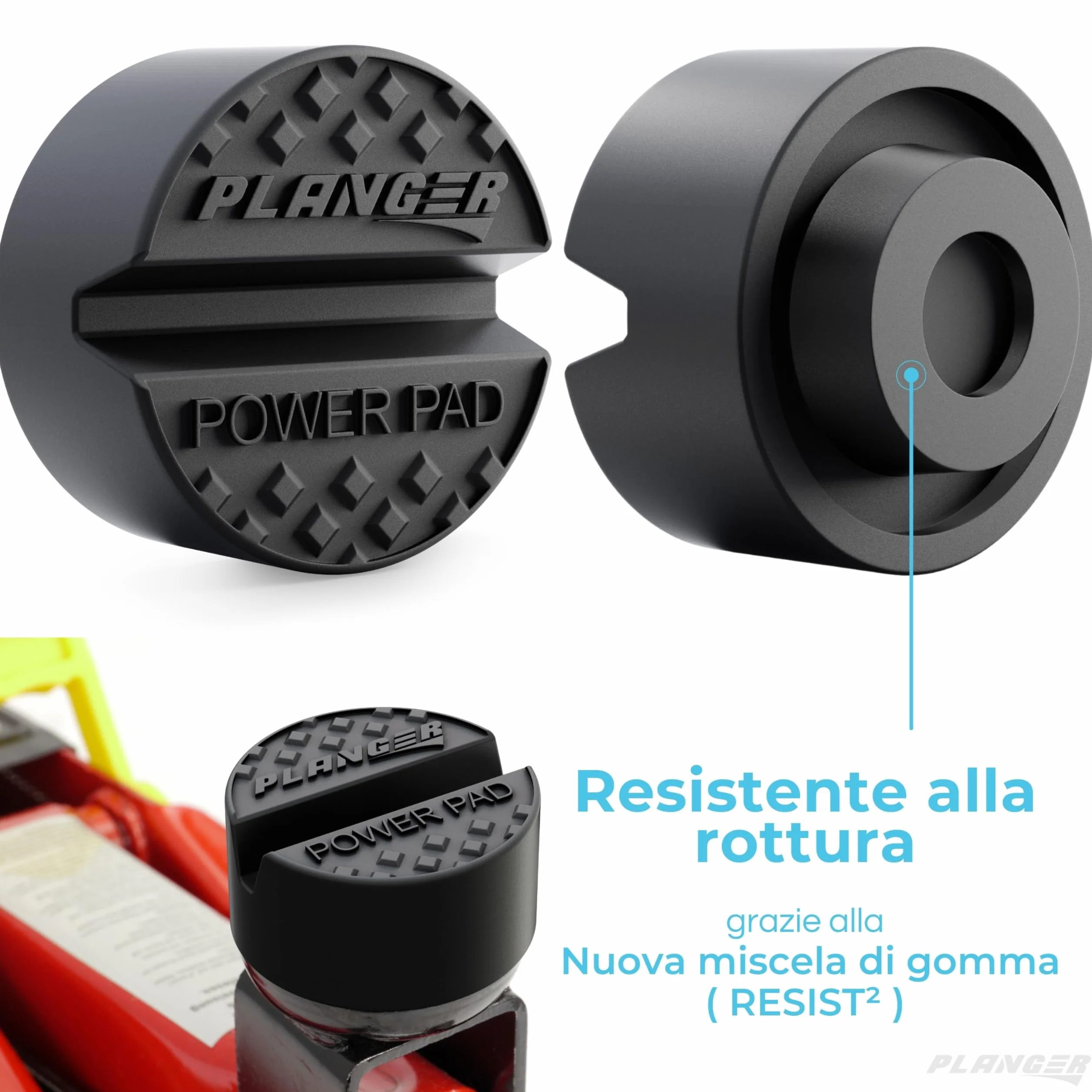 PLANGER® Power Pad Tampone in Gomma per Cric Antiscivolo Idraulico Auto Attrezzi Officina