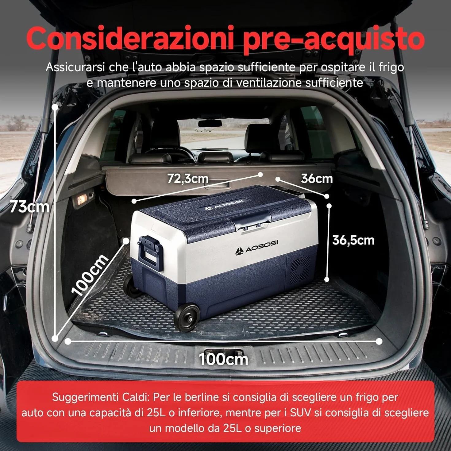 AAOBOSI 36 Litri Frigo Portatile Doppia Zona, Frigorifero Auto -20 ℃ a 20 ℃, Frigo Campeggio con APP, 12/24 V DC e 100/240 V AC Frigorifero Portatile Per Auto,Camion,Camper,Barca,Campeggio,Viaggi,Casa