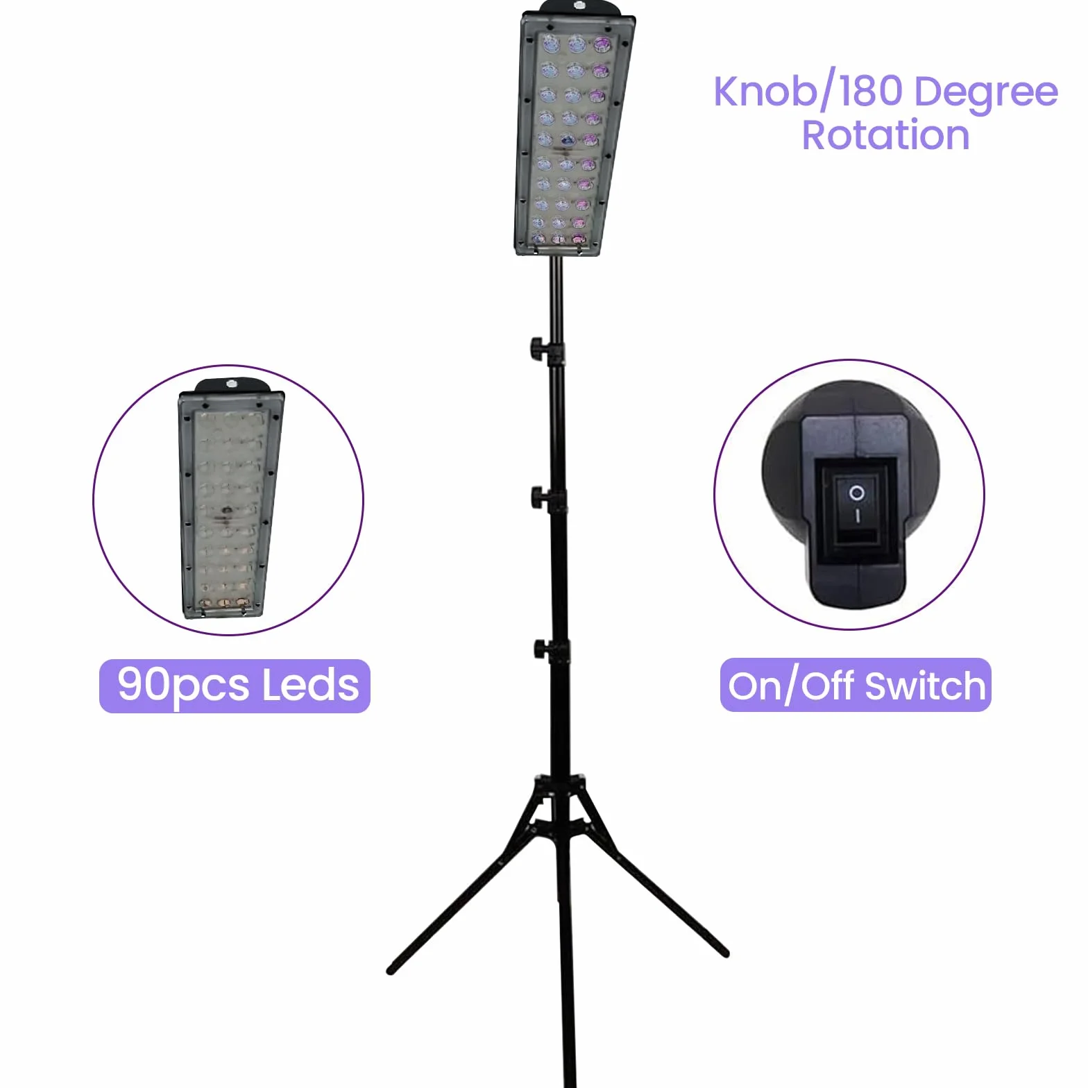 Lampada di abbronzatura 45 W 395 nm UV per viso e corpo con supporto regolabile e protezione occhi