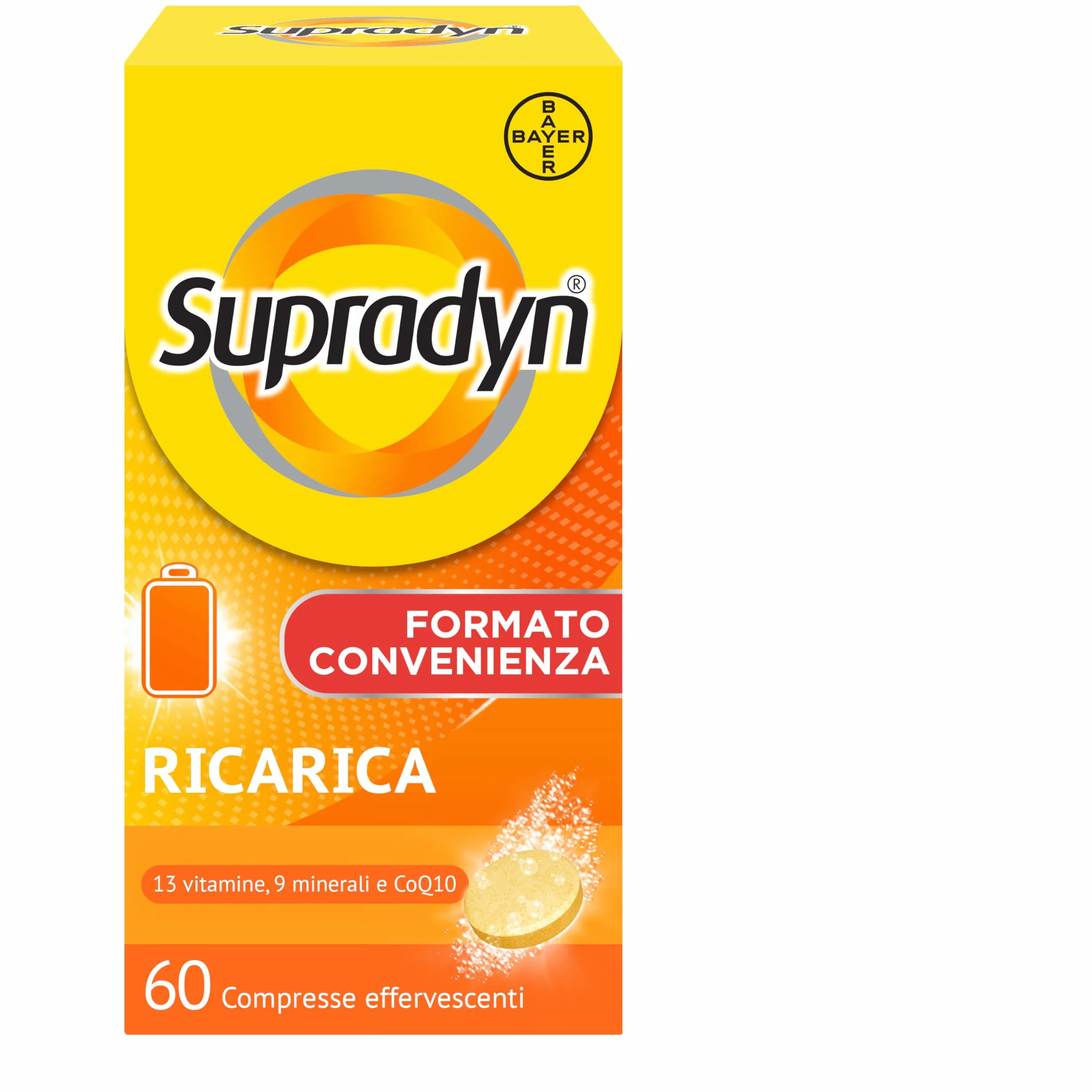 Supradyn Ricarica Multivitaminico Completo Vitamine e Minerali per Adulti, 60 Compresse Effervescenti