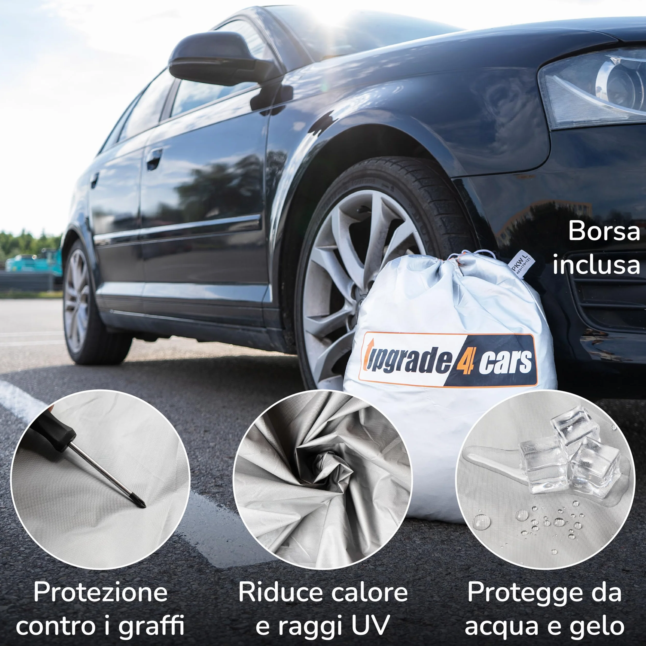 Upgrade4cars Telo Copriauto Esterno Impermeabile Versione 2026 Universale SUV L 480x195x150 cm