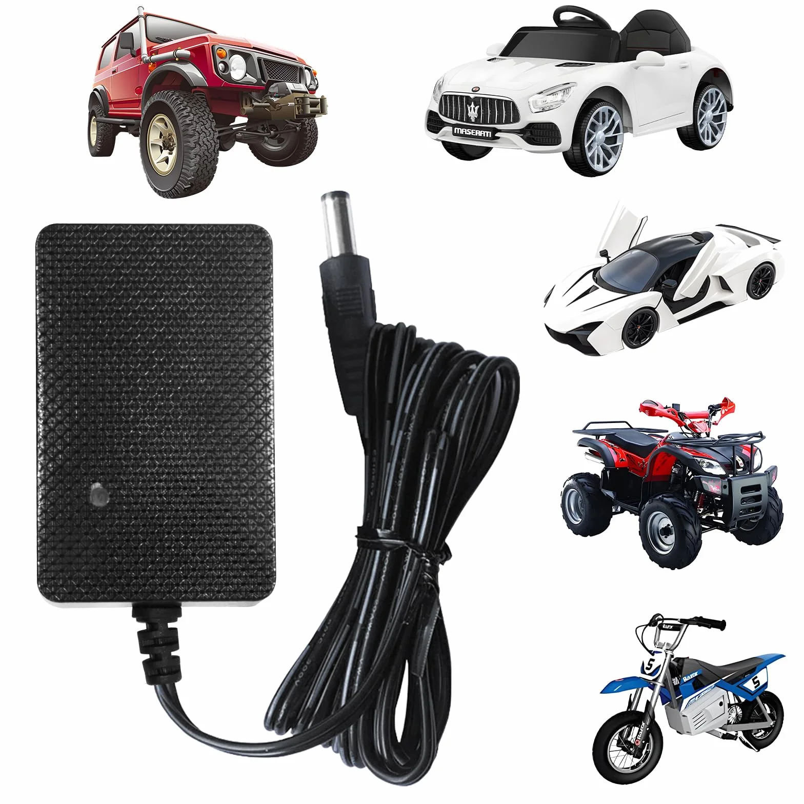 Caricatore da 6 V per bambini, moto, auto elettrica, 6 Volt per Kinde Ride on Toys, alimentatore di rete da 6 V, per bambini, veicolo elettrico a quattro ruote, SUV ATV, diversi modelli