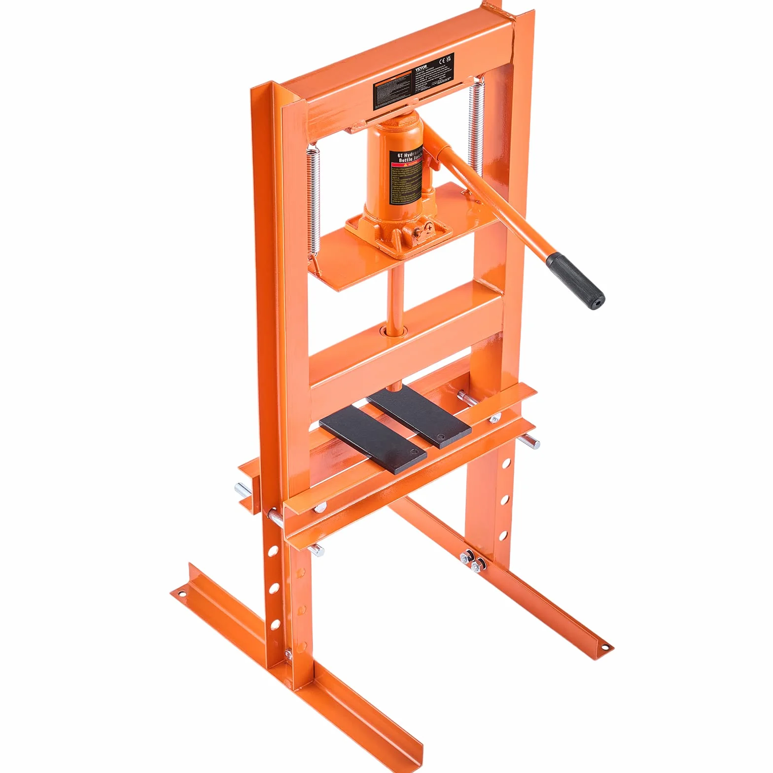 VEVOR Pressa Idraulica a Pavimento 6 Tonnellate Officina Manuale Corpo Acciaio Carbonio Altezza Regolabile 55-250 mm