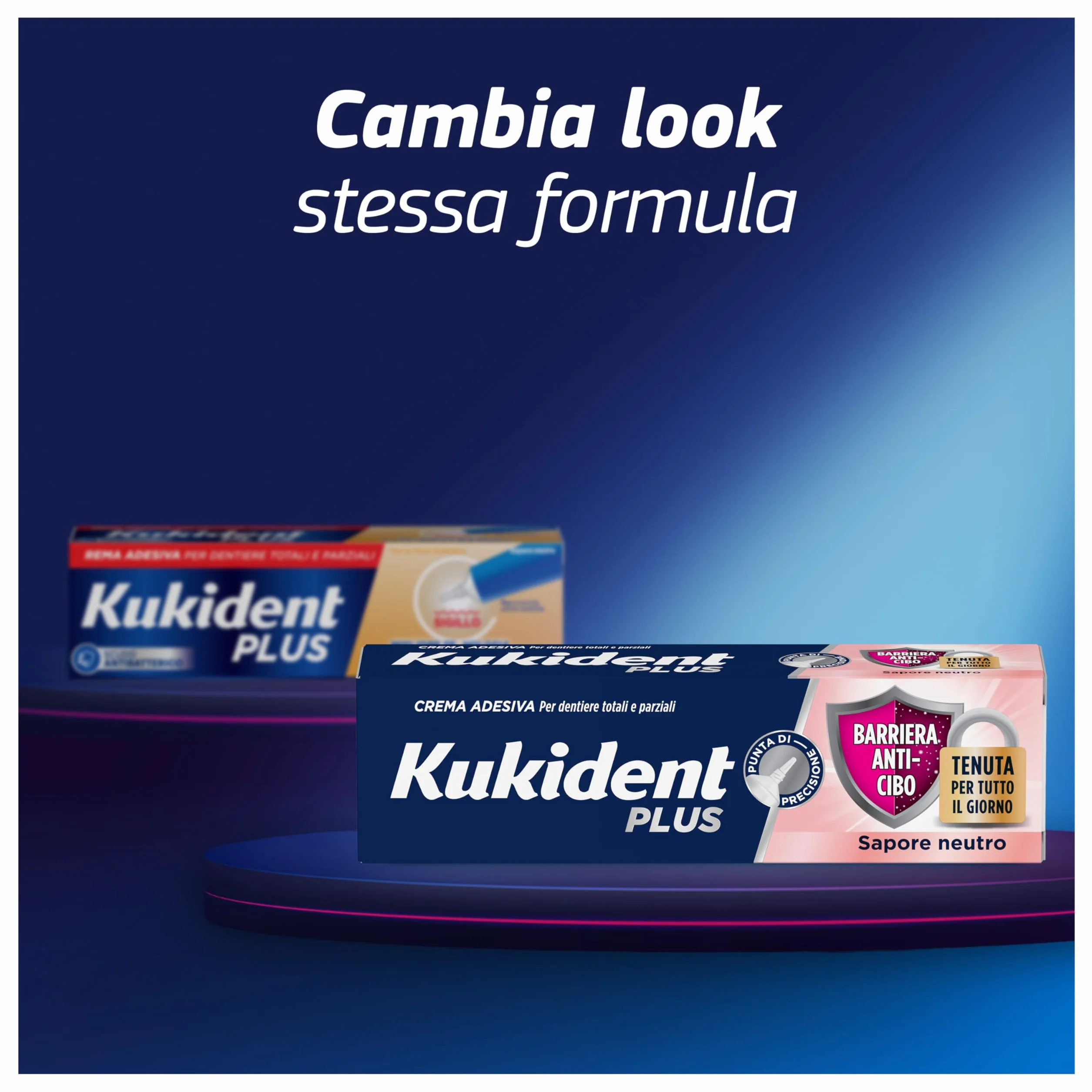 Kukident Plus Barriera Anti-cibo Crema Adesiva per Protesi Dentali 3x35g