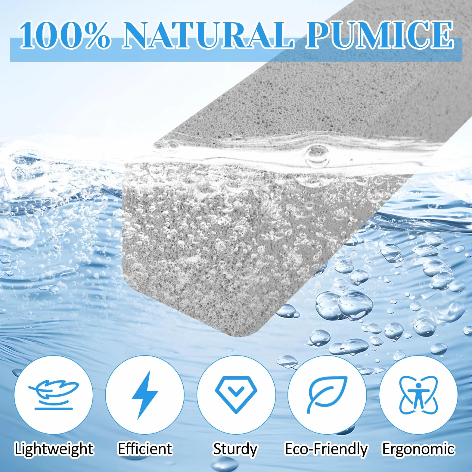 Pietra pomice naturale con manico, 4 spazzole detergenti per WC, barbecue, cucina, bagno