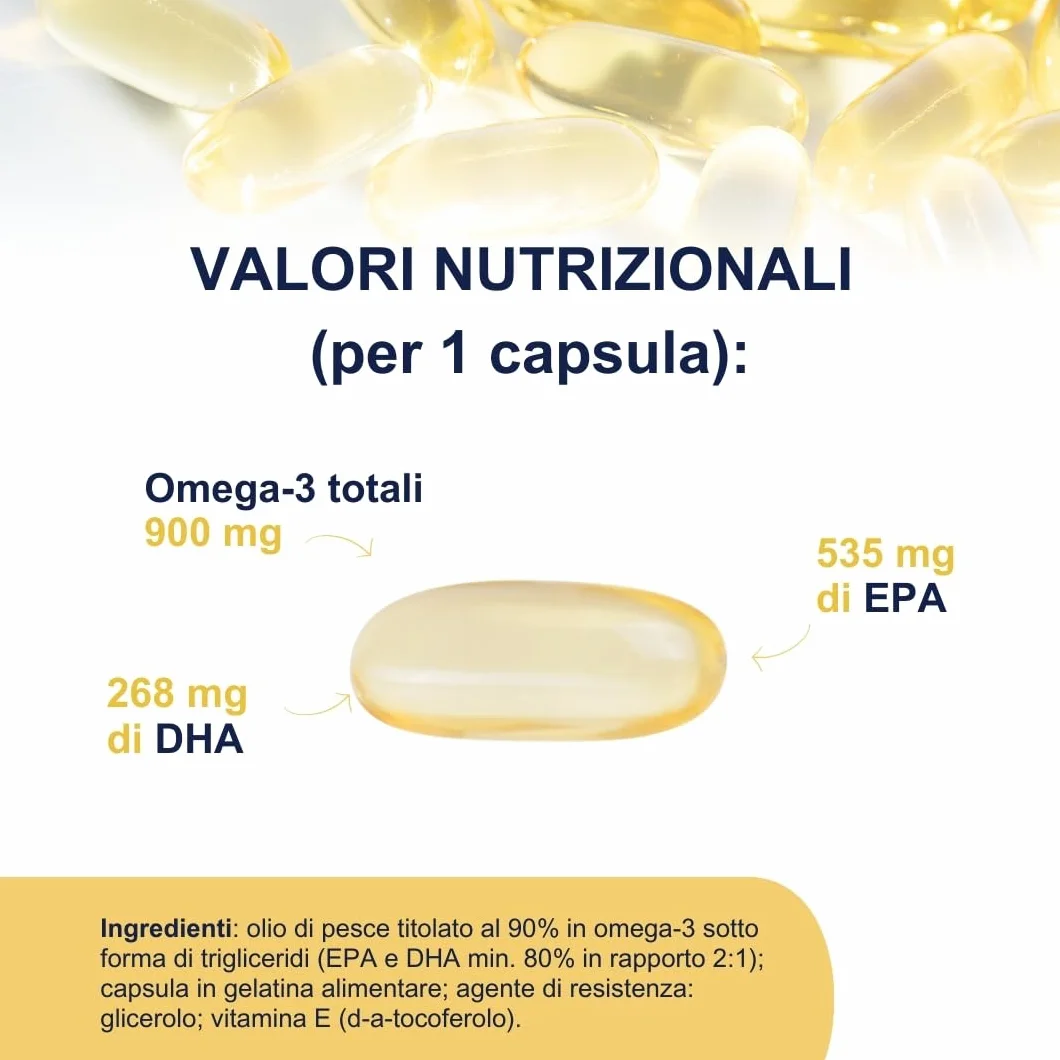 Omega 3 IFOS 5 Stelle 90 cps Olio di Pesce 1000mg Ricco di EPA e DHA