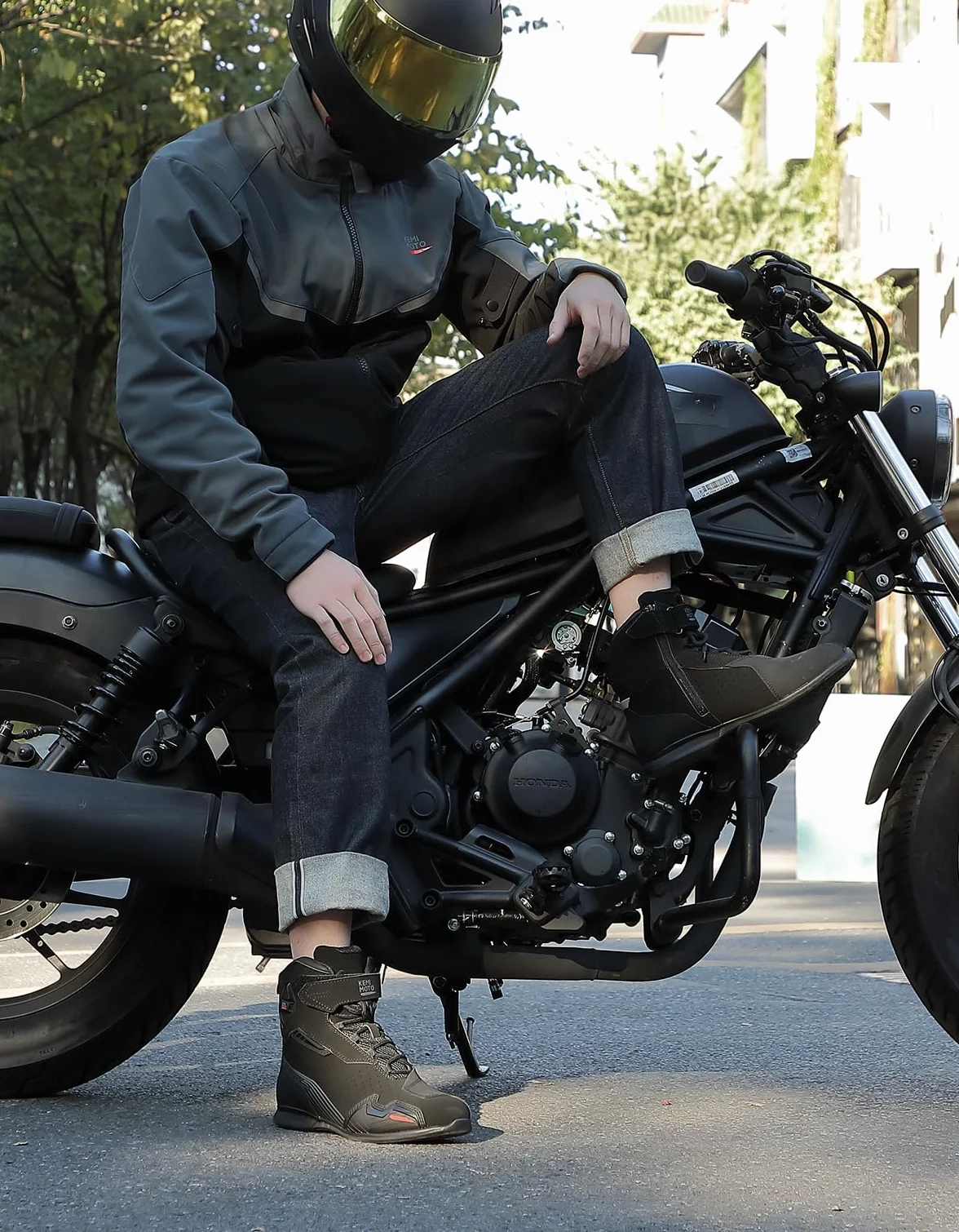 KEMIMOTO Scarpe Moto Uomo Normativa CE, Traspirante Casual Stivali Moto Uomo con Rinforzo Cambio, Antiscivolo Scarpe da Equitazione Stradale con Supporto alla Caviglia