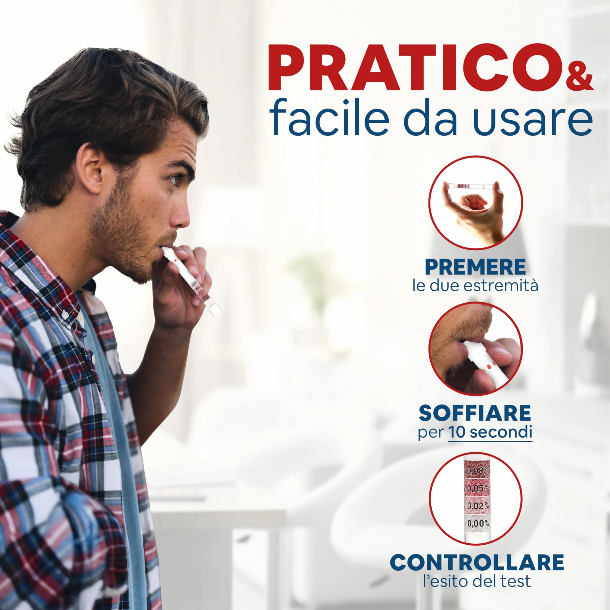 Alcol Test USA Certificato Portatile - Etilometro Monouso Tascabile
