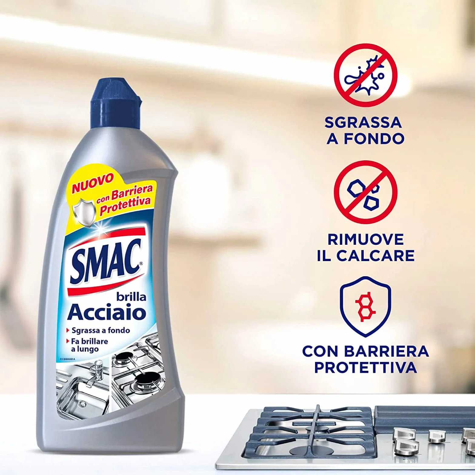 Smac Brilla Acciaio Detergente Crema Anticalcare Lucidante 520 ml x 4
